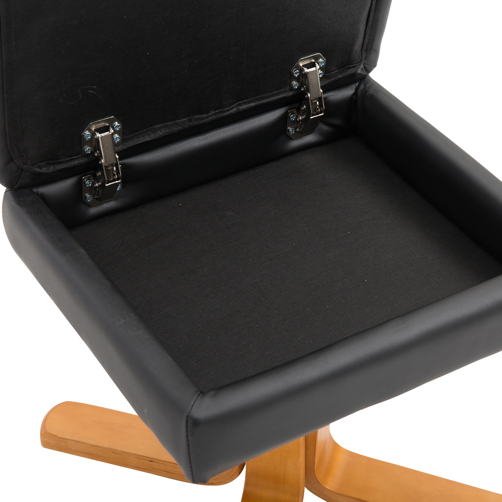 HOMCOM Relaxstoel met kruk tv-stoel 360° draaibaar ligfunctie hout zwart