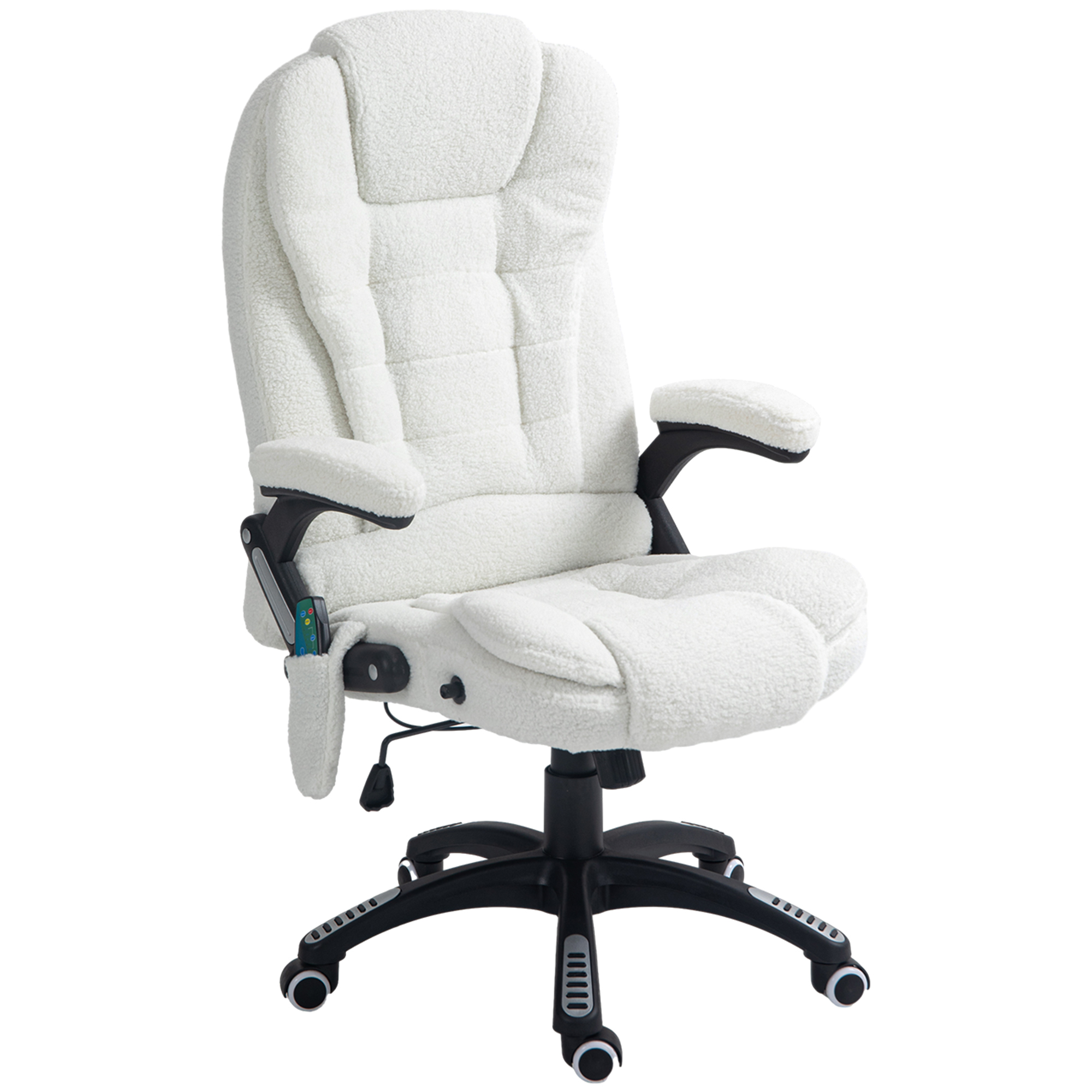 Vinsetto Bureaustoel met massagefunctie, verstelbaar in hoogte, 67 x 74 x 107-116 cm, wit