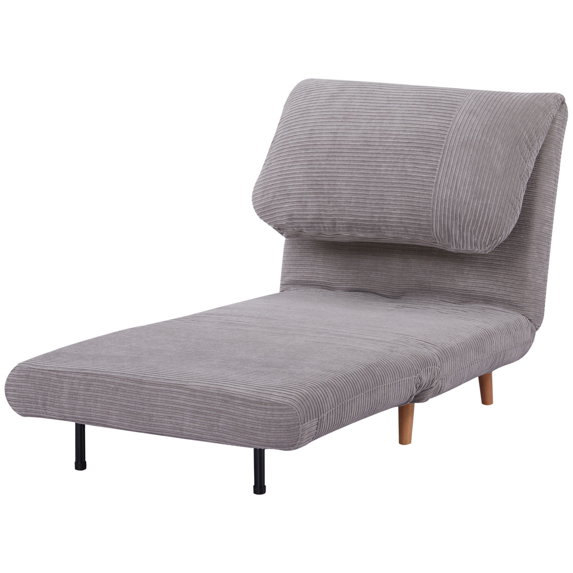 HOMCOM 2-in-1 slaapbank, fauteuilbed, opvouwbare matras, logeerbed, opklapbed, lichtgrijs
