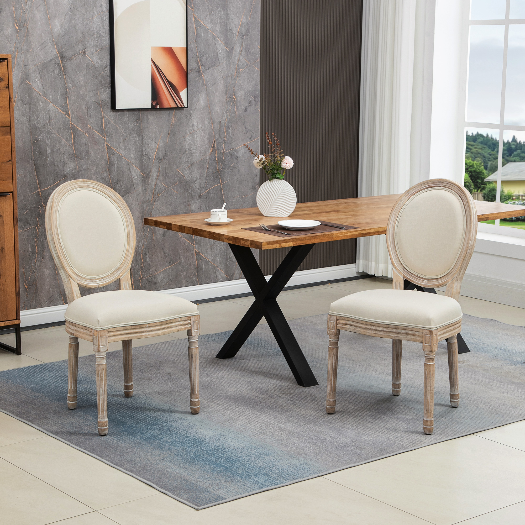 HOMCOM set van 2 eetkamerstoelen 49 cm x 56 cm x 96 cm
