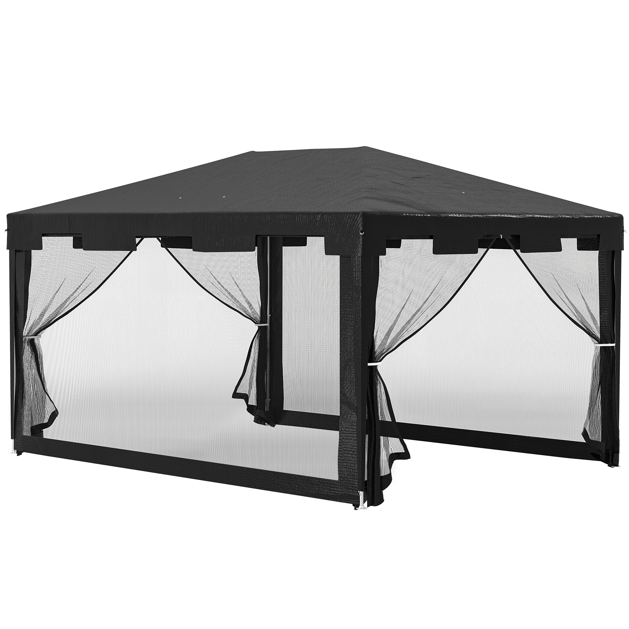 Outsunny Paviljoen 3 x 3 m - Weerbestendig, Opvouwbaar, 395 cm x 295 cm x 255 cm, Zwart