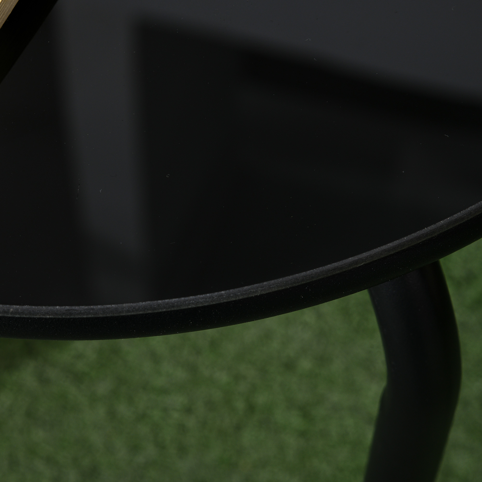 Outsunny Tuinset, 3-delig, 2 stoelen, tafel met glazen blad, zitkussen, metalen frame, beige