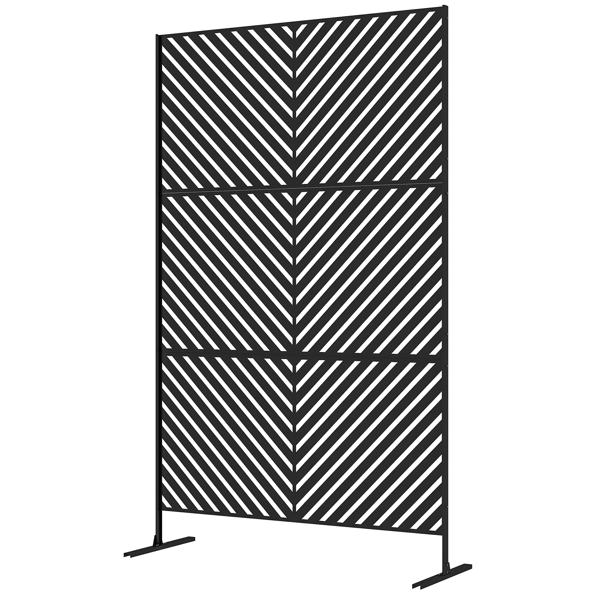 Outsunny Tuinafscheiding met geometrische vormen, metaal, 122 x 45 x 198 cm, zwart