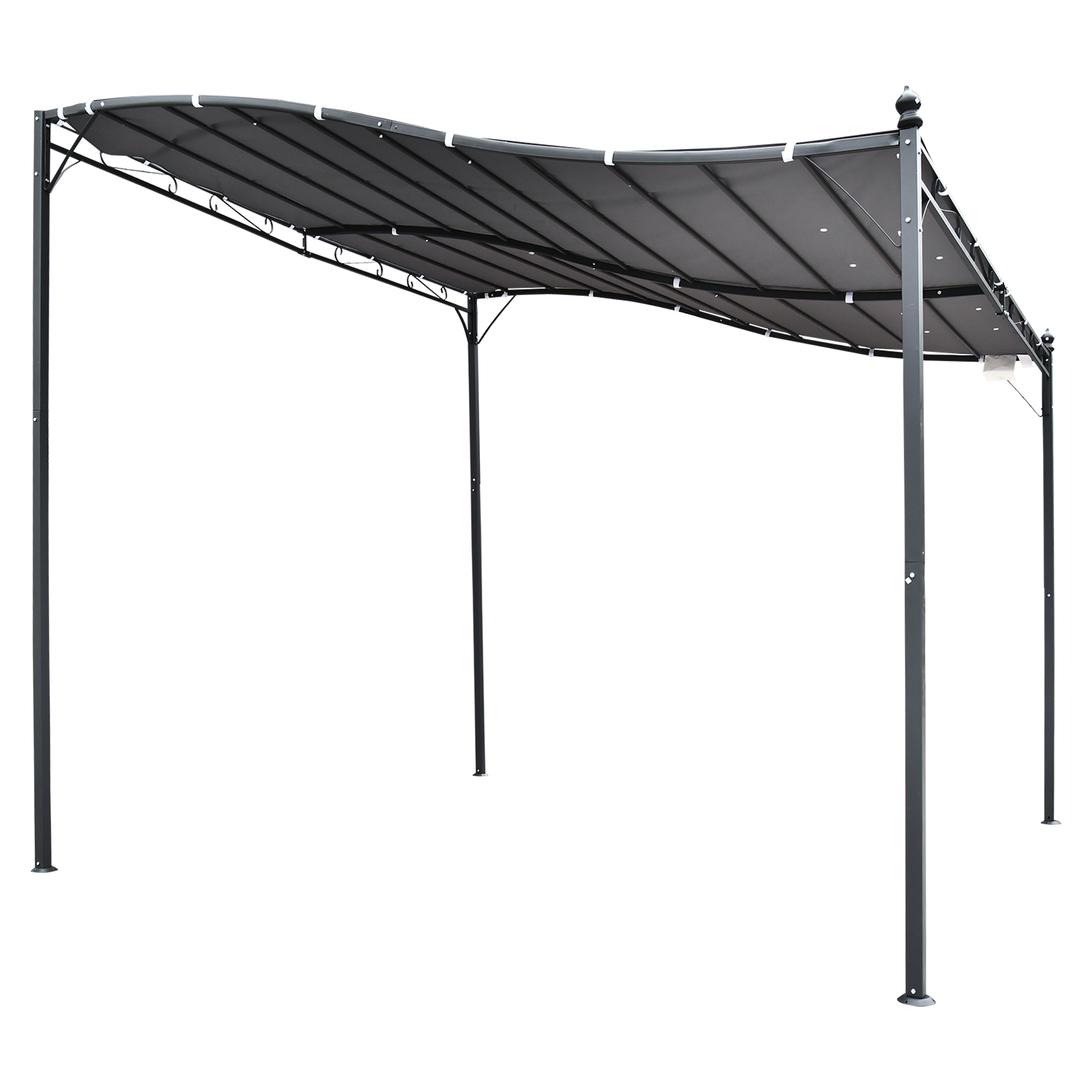 Outsunny Pergola Gazebo Gazebo Luifeltent Metaal Grijs 297x297cm