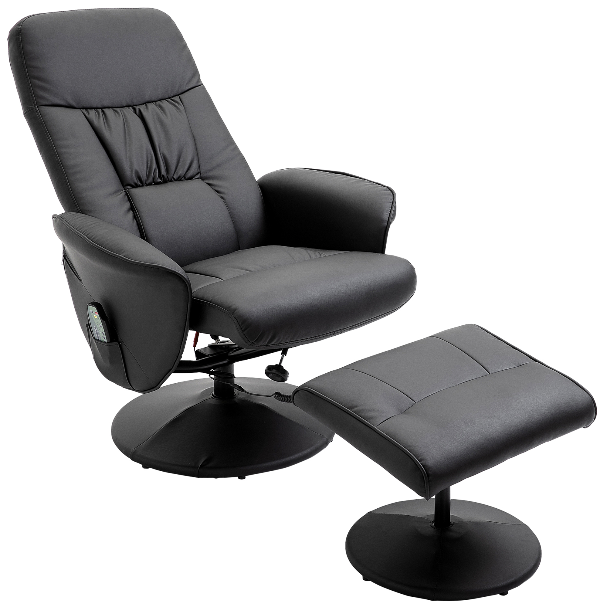 HOMCOM massagestoel met voetenbank relaxstoel massagestoel tv-stoel 145° hellingshoek kunstleer zwart 76 x 81 x 105 cm