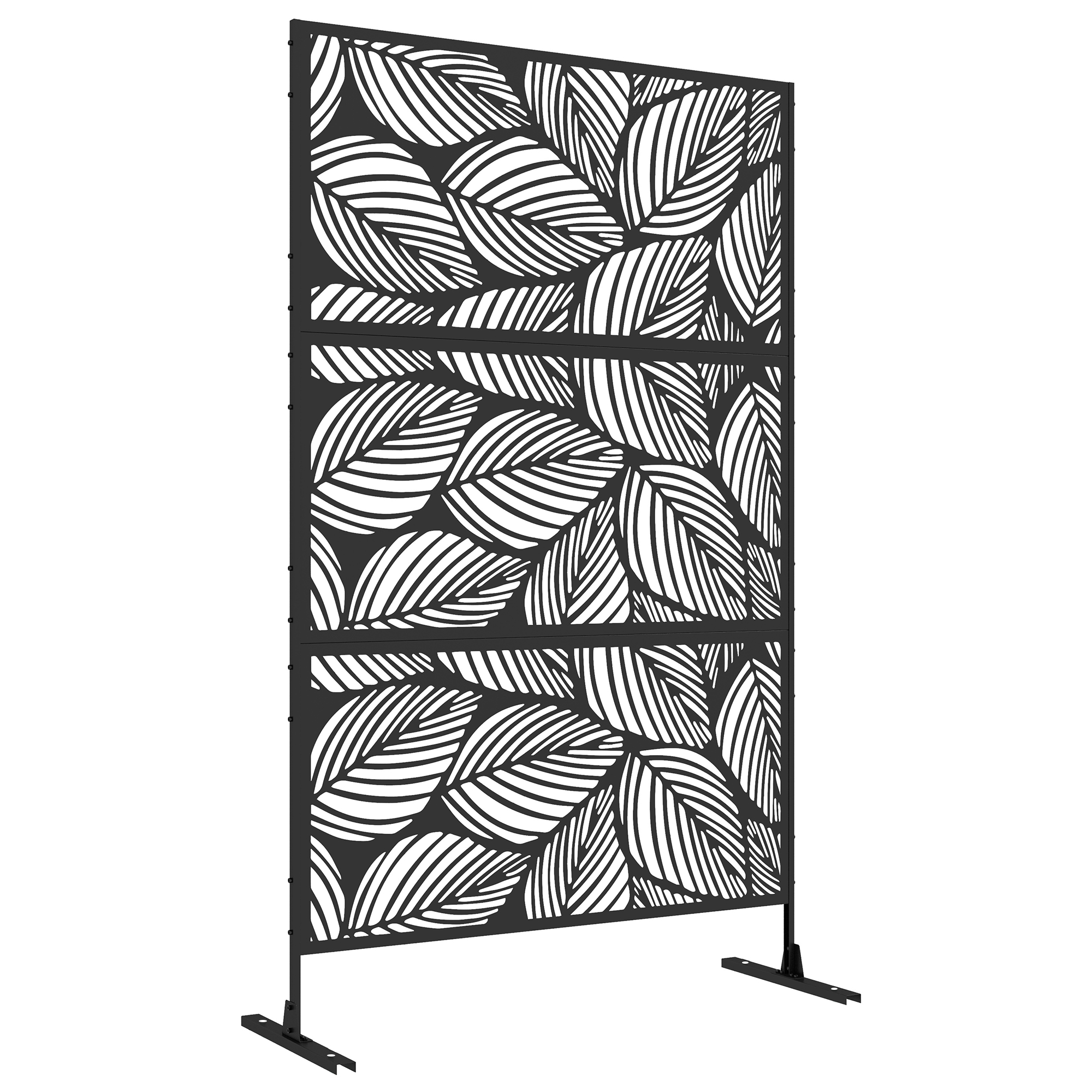 Outsunny Tuinafscheiding met bloemenpatroon, metaal, 122 x 45 x 198 cm, zwart