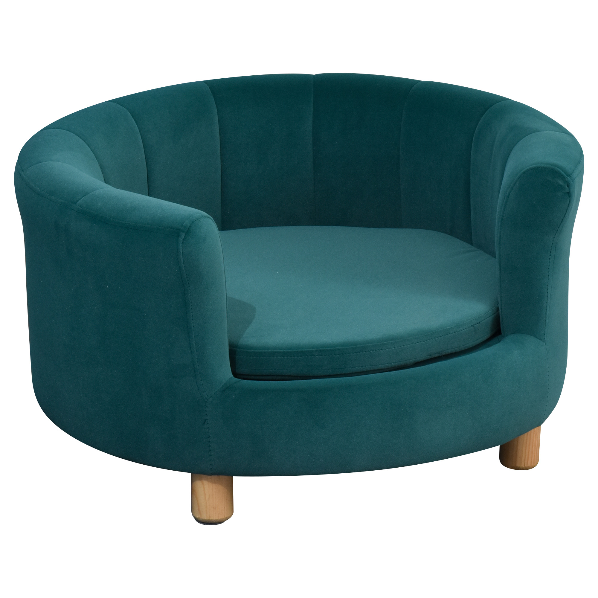 PawHut Hondenbank met zachte bekleding rond hondenbed hondenbank met houten poten