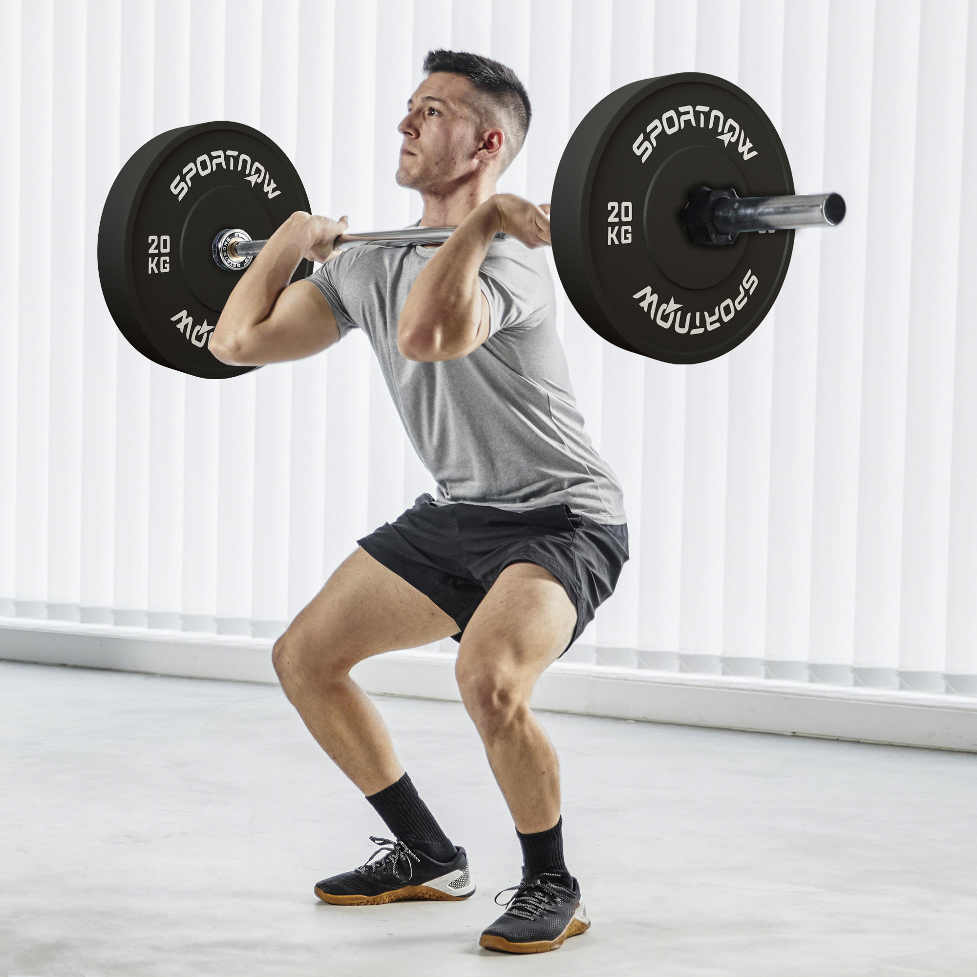 SPORTNOW Halterschijvenset, 2 x 20 kg, Olympische standaard, Rubber, Geluidsarm, Zwart