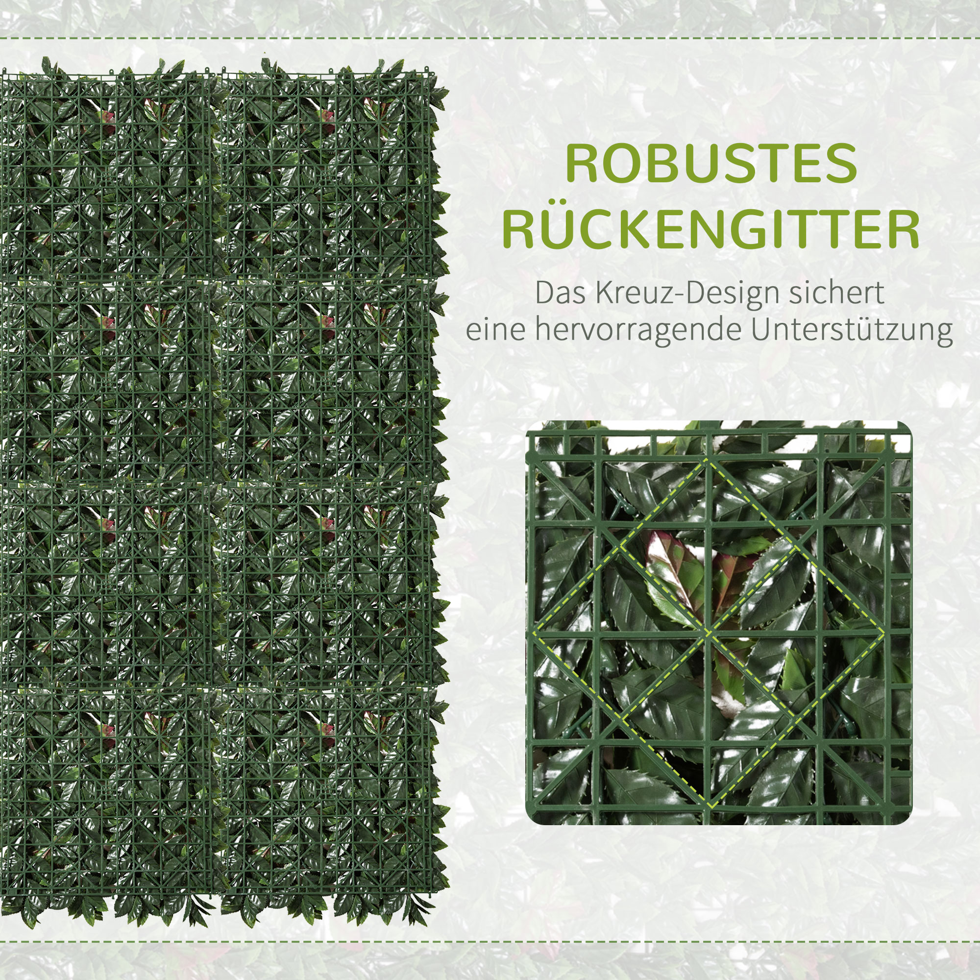 Outsunny 12 stuks kunstplantenwand 12 elementen 50 x 50 cm