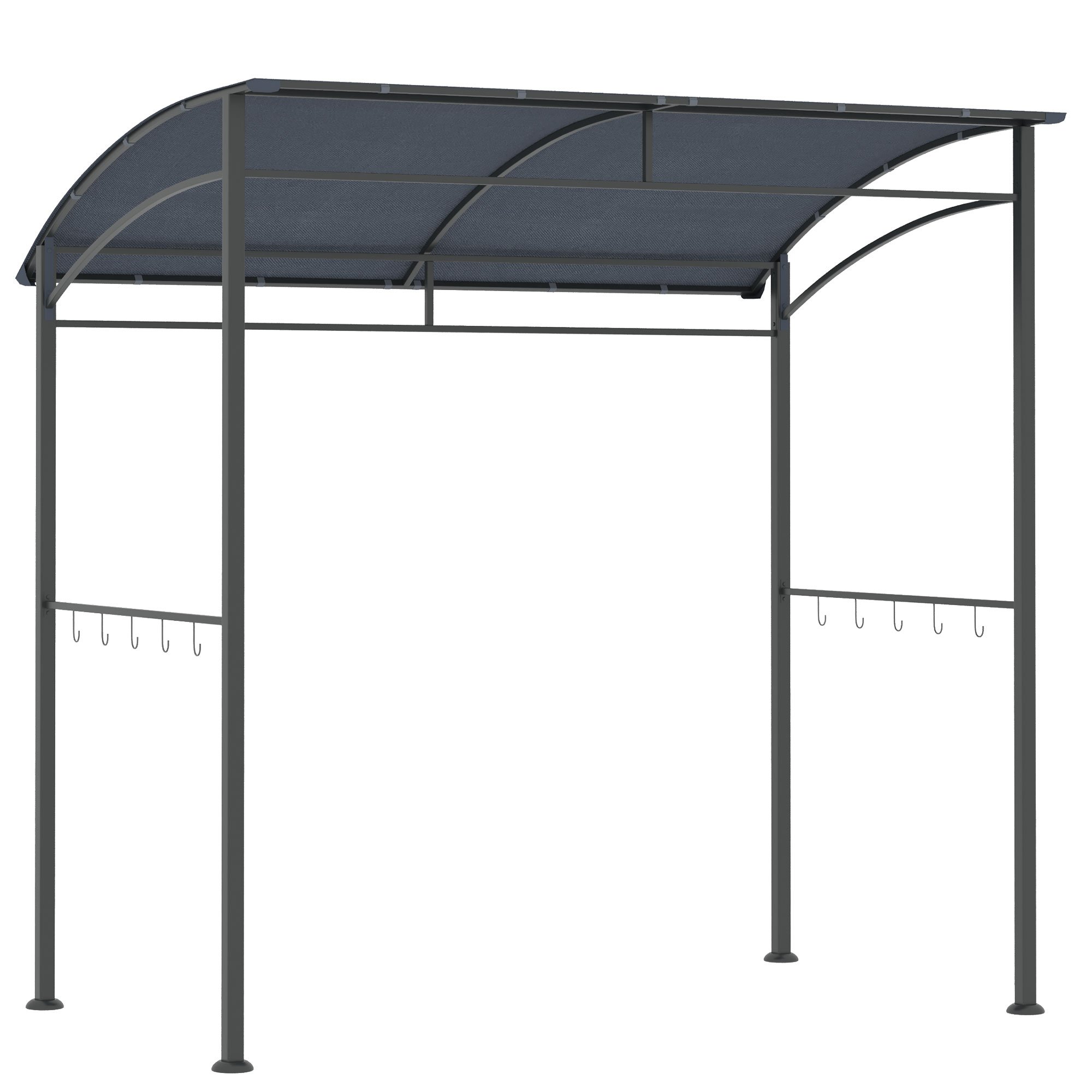 Outsunny Grillpaviljoen, Grillafdak, Regenbescherming, Haken voor Keukengerei, Stalen frame, grijs, 215 x 150 x 174/220 cm