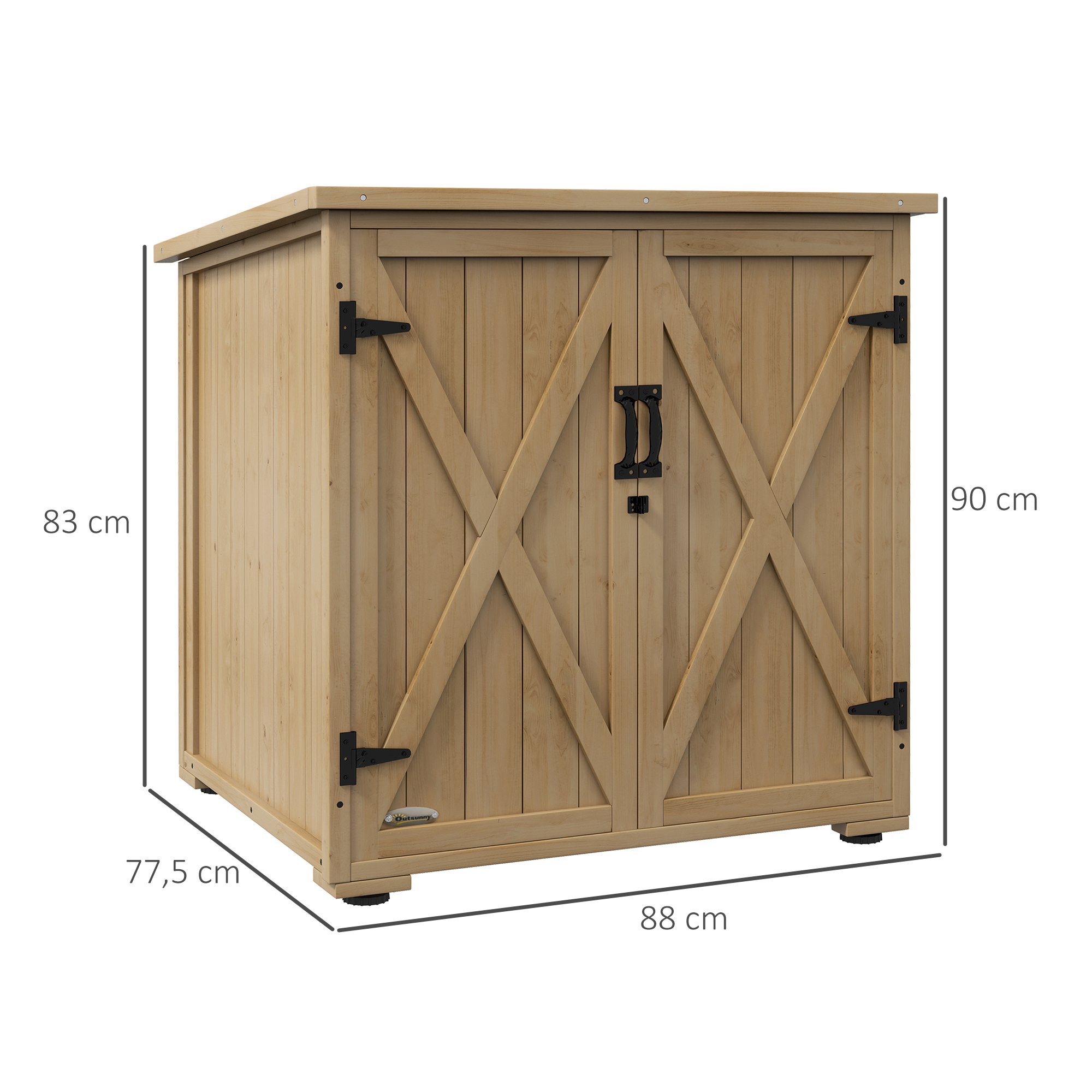 Outsunny Outdoor Opbergbox Tuinbox Kussenbox, weerbestendig, met asfaltdak, 77,5 cm x 88 cm x 90 cm, Donkergrijs