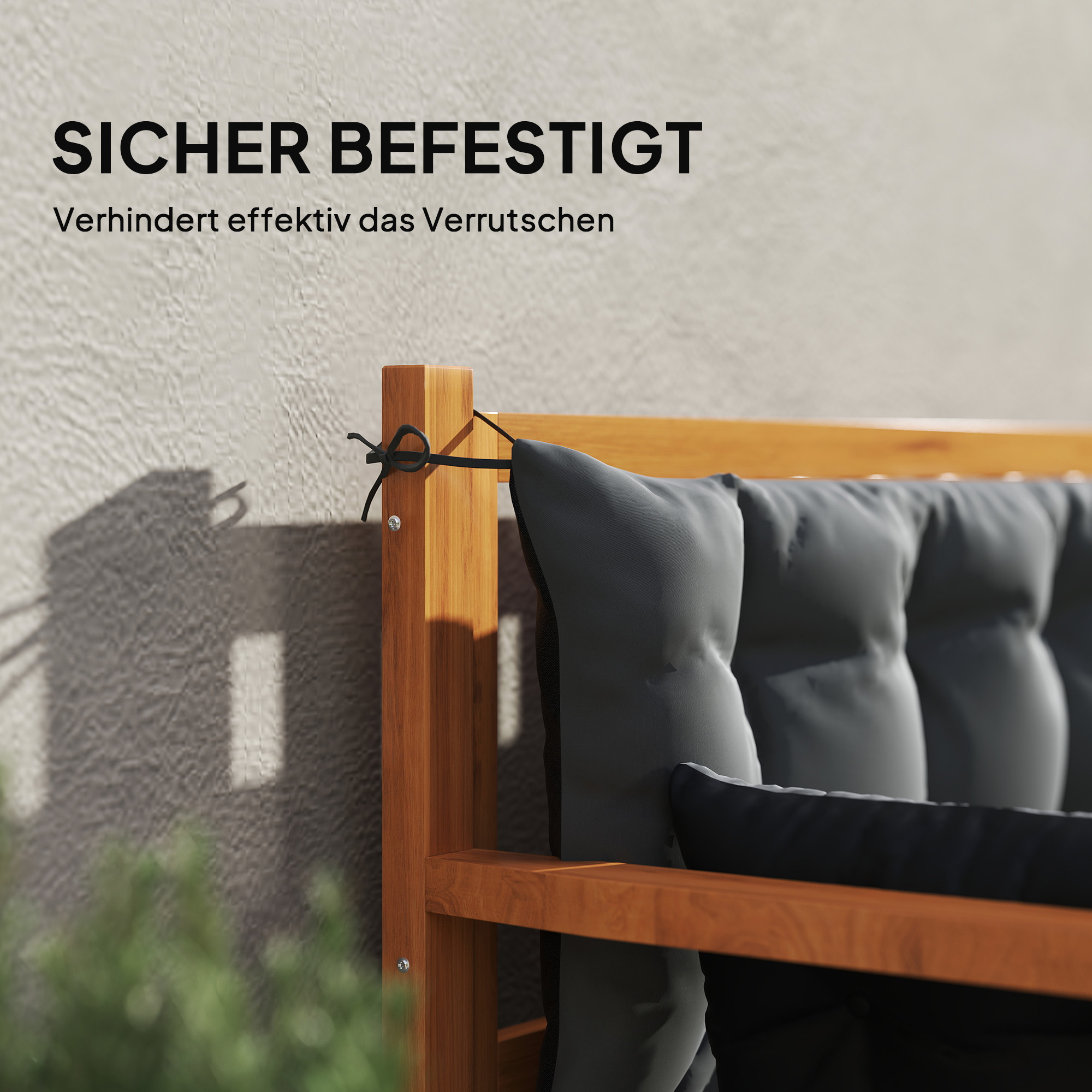 Outsunny Outdoor kussen set voor bank of schommelbank, tweezijdig, polyester, schuim, 180 x 110 x 8 cm, Donkergrijs