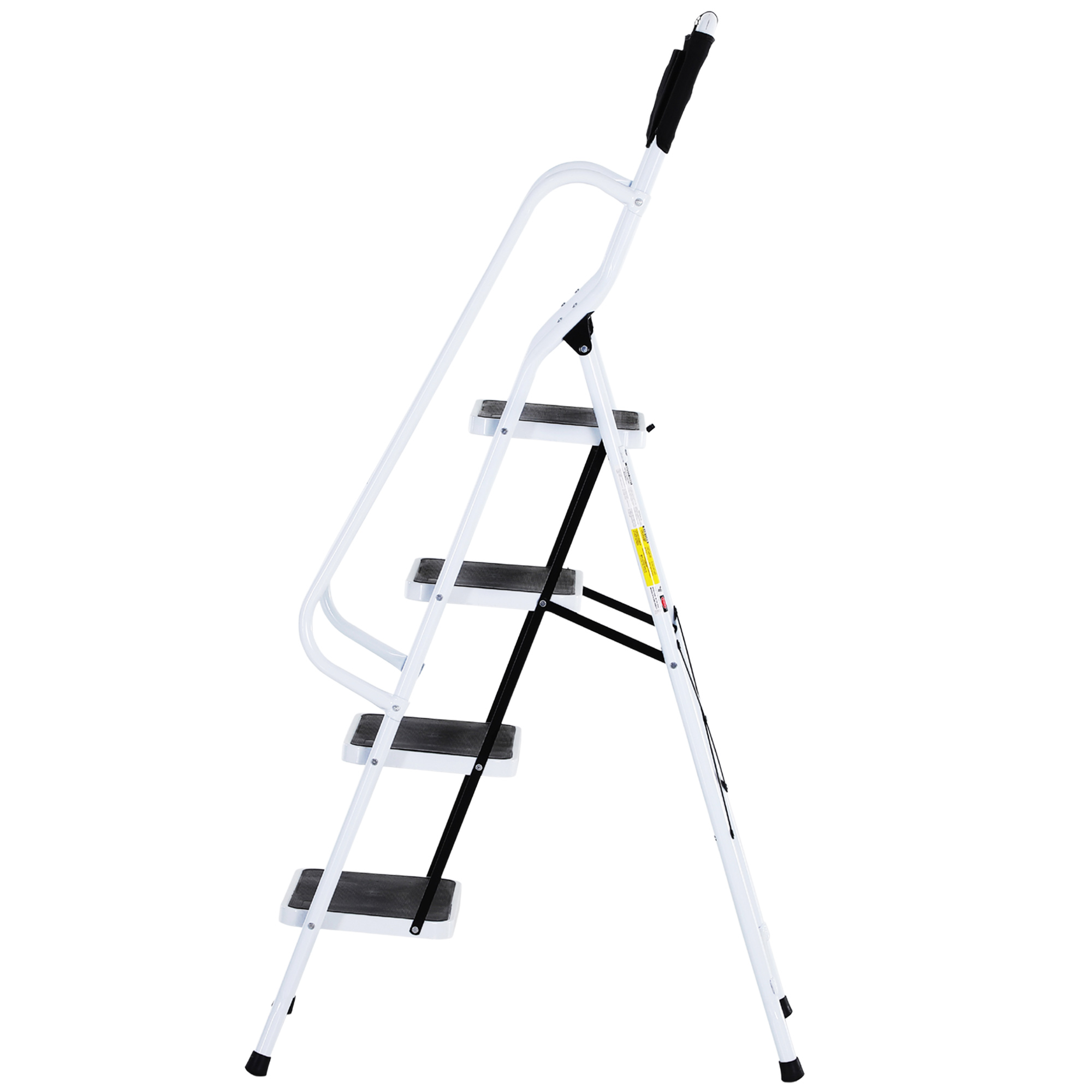 HOMCOM Opvouwbare huishoudtrap met gereedschapshouder, leuning, 50 x 83 x 155 cm, zwart + zilver