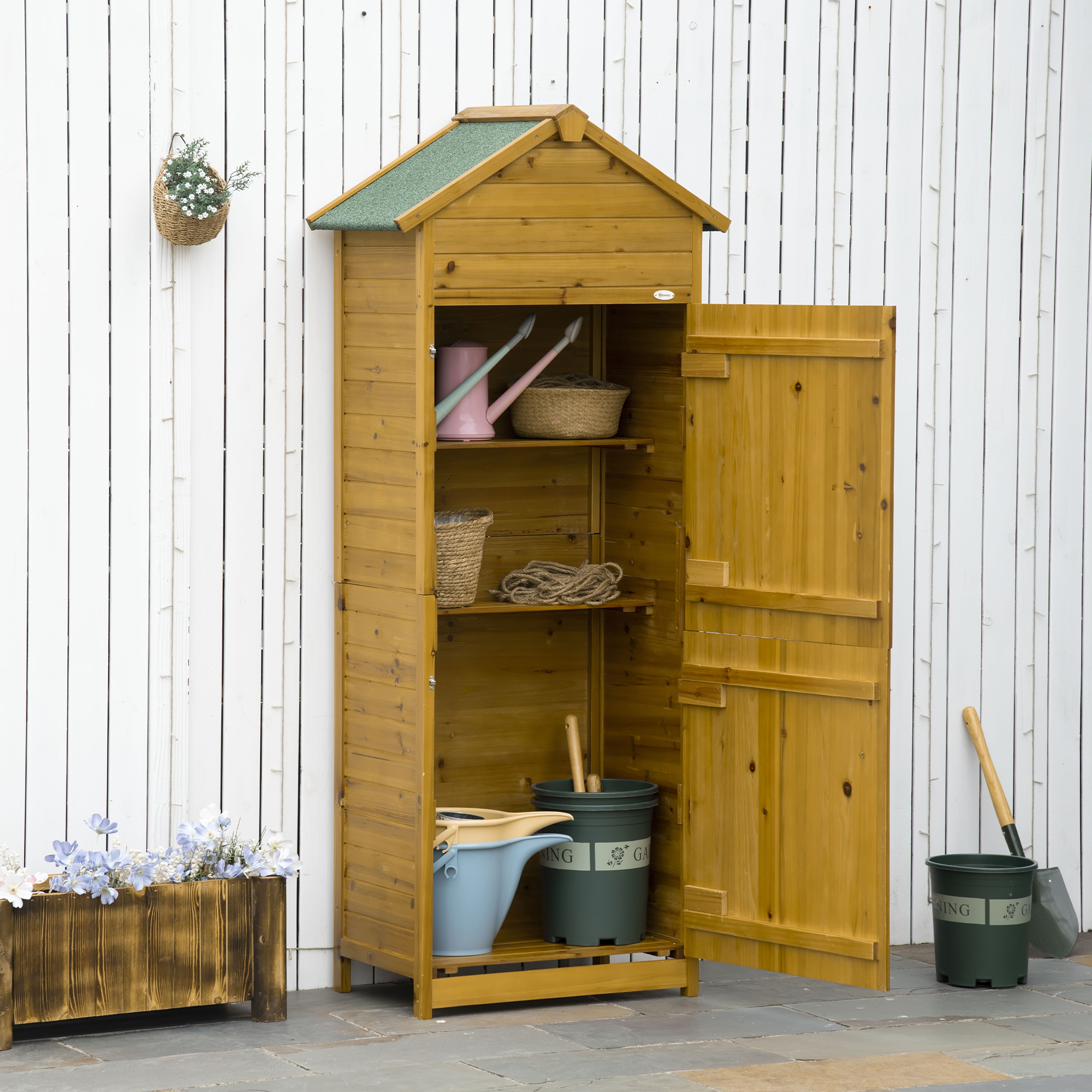 Outsunny Huisdiertrap Hondentrap, 3 treden, grenenhout, 46 cm x 54 cm x 42,5 cm, Bruin + Zwart
