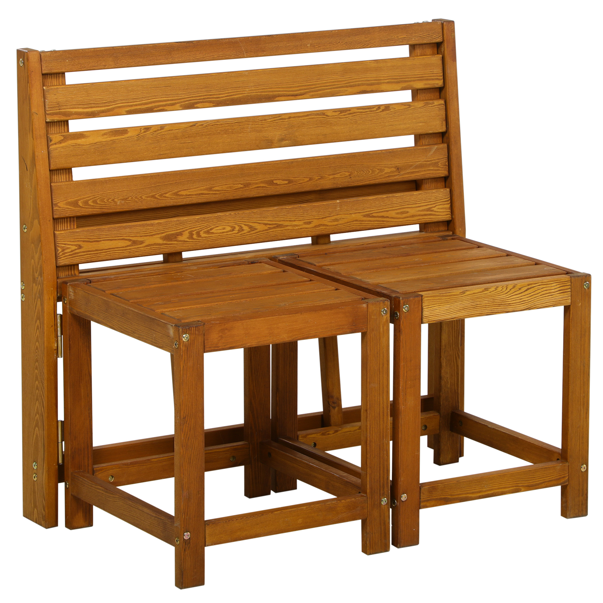 Outsunny tuinbank, 2-in-1 parkbank, tuinmeubelset voor 2 personen teak