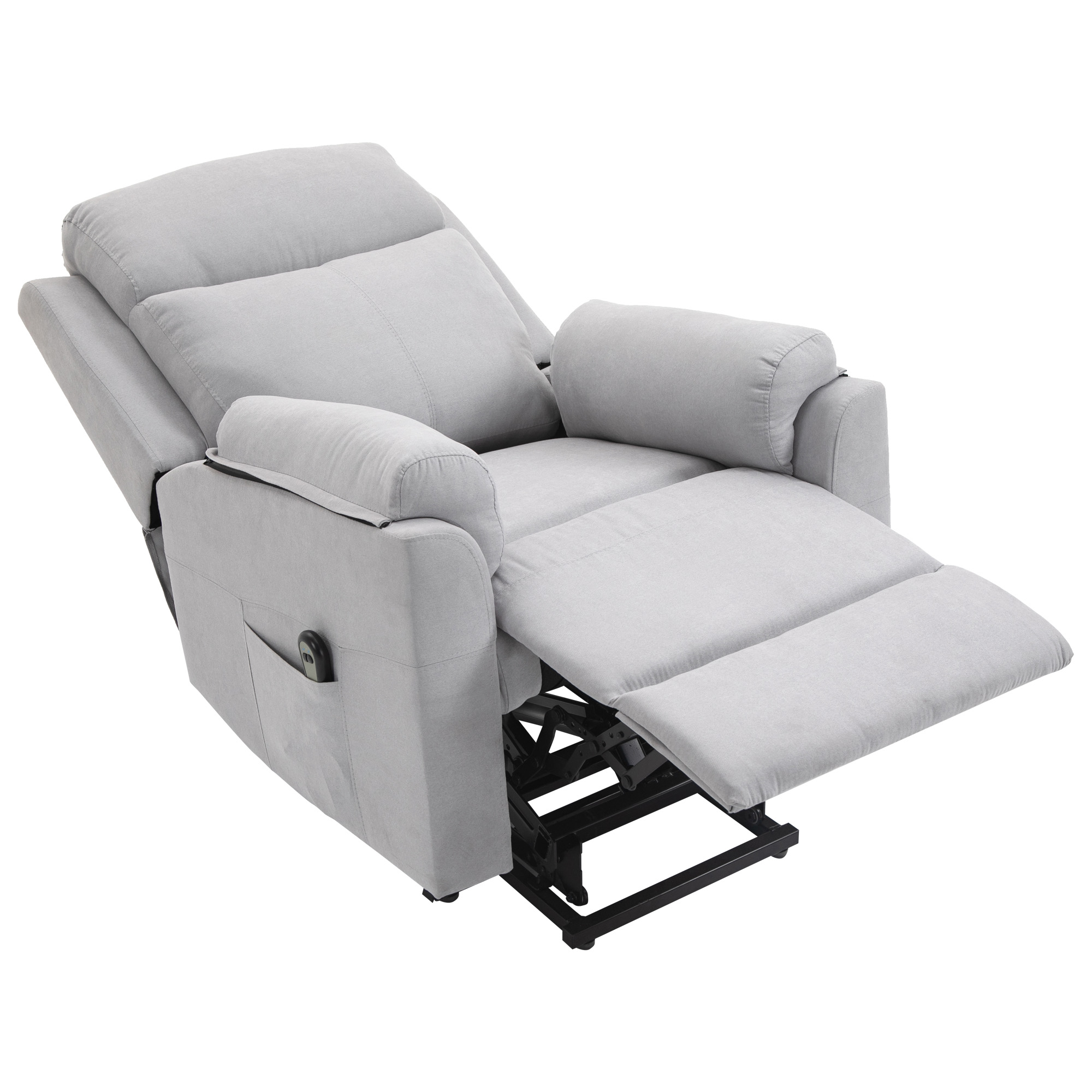 HOMCOM elektrische sta-stoel fauteuil met opstahulp voor senioren relaxfauteuil TV-fauteuil met slaapfunctie en opstahulp TV-fauteuil ligfunctie linnen touch grijs 83 x 89 x 102 cm
