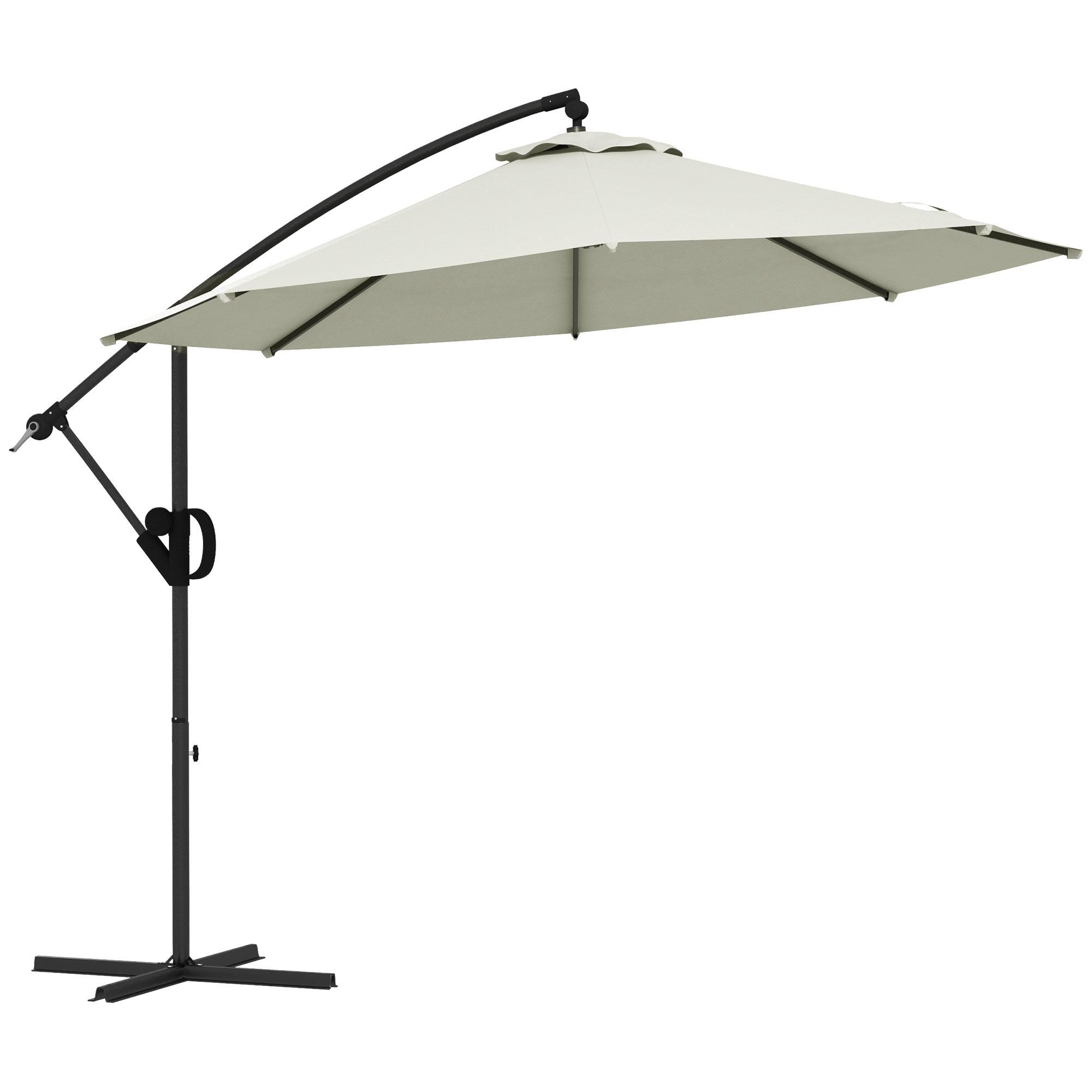 Outsunny Parasol Ampelscherm, inclusief Kruisvoet, 293 x 293 x 260 cm, Crème