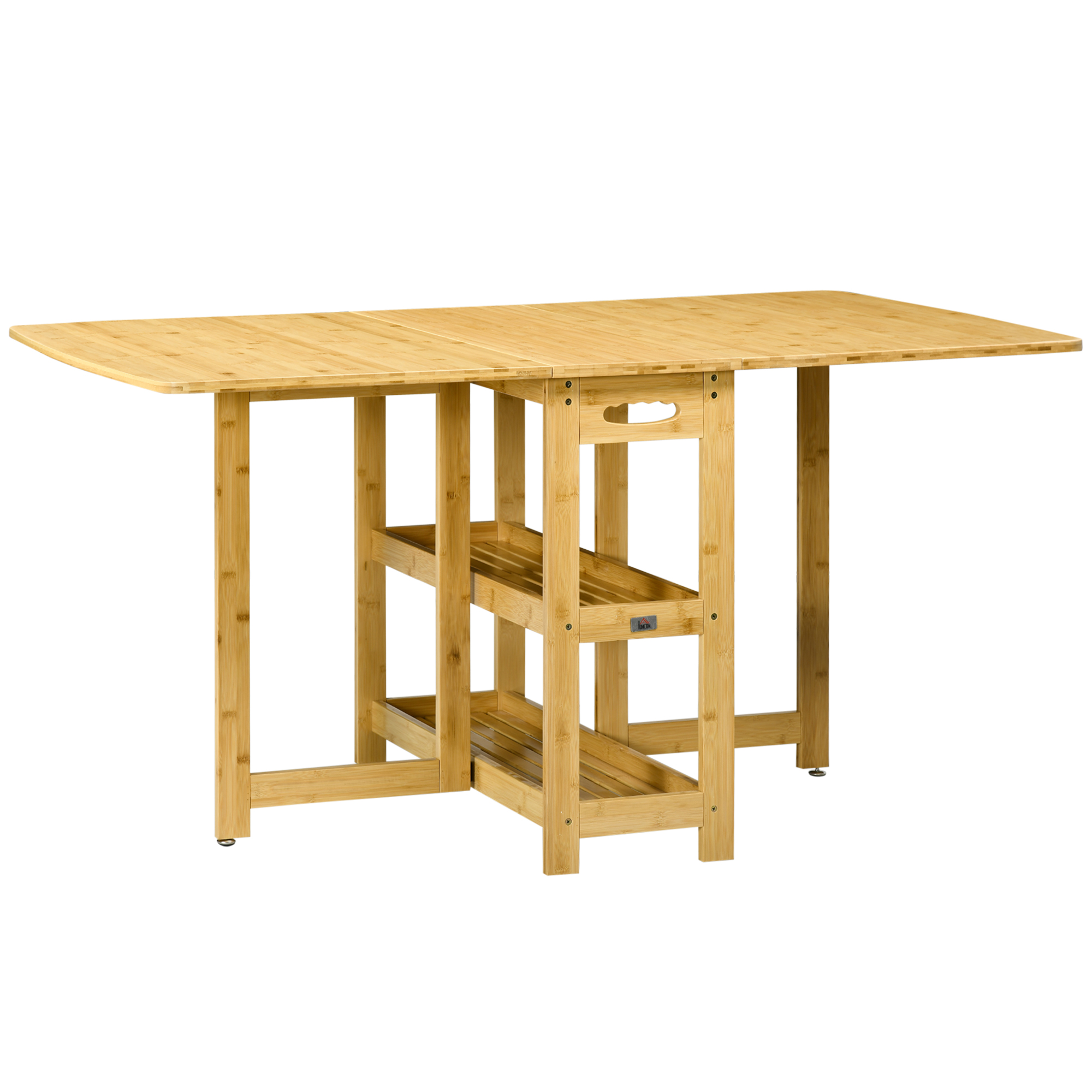 HOMCOM eettafel klaptafel met opbergvakken eetkamertafel keukentafel naturel hout