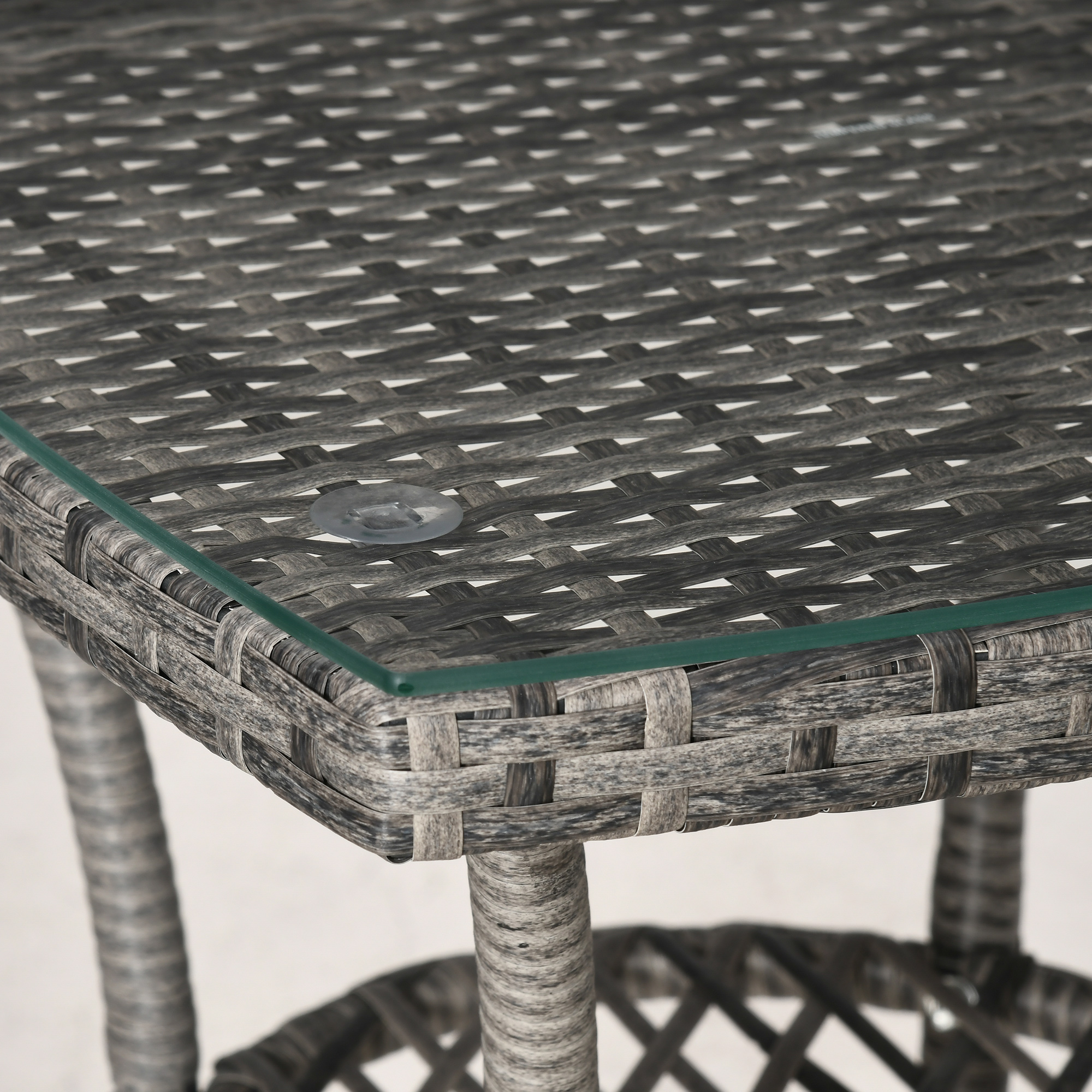 Outsunny 3-delige zitgroep in rotanlook met zitkussens, metaal+polyrattan+polyester, donkergrijs