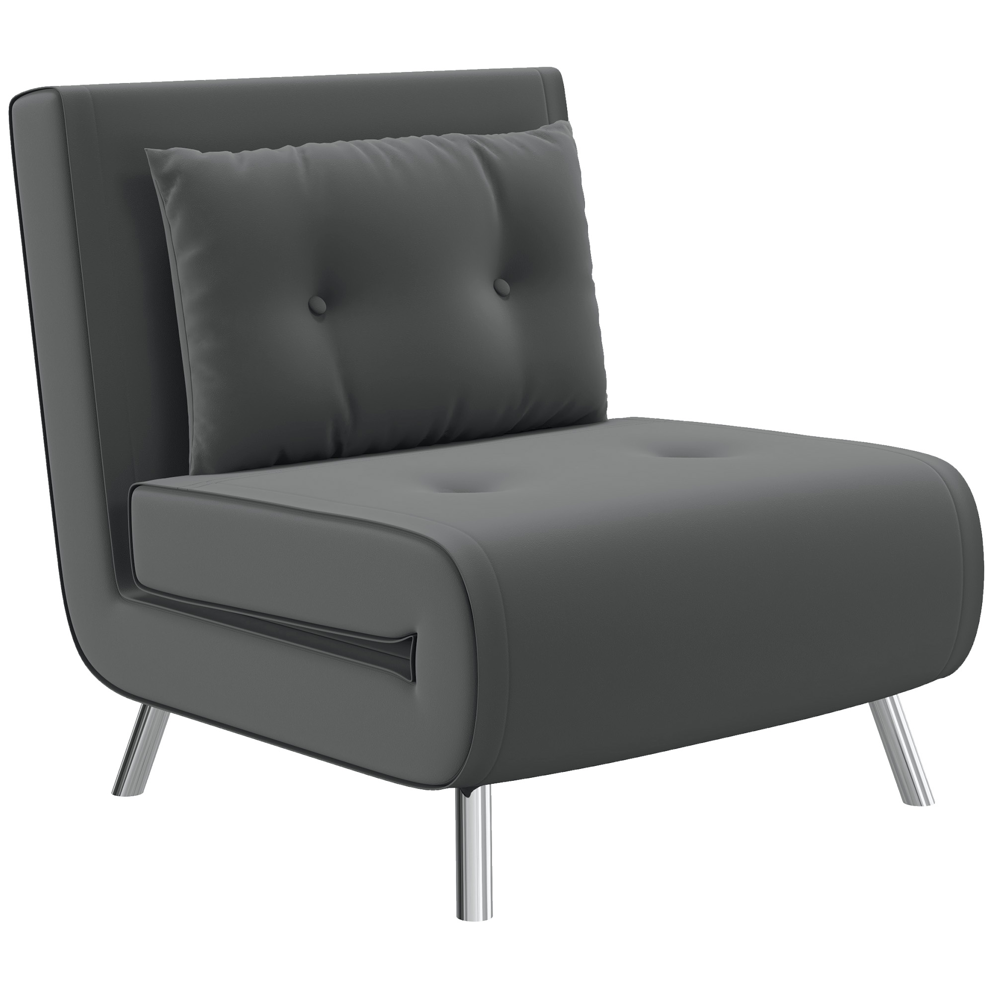 HOMCOM Ligstoel Stoel met Ligfunctie Slaapstoel, Knoopdetail, Linnenlook, 77 cm x 88 cm x 83 cm, Donkergrijs