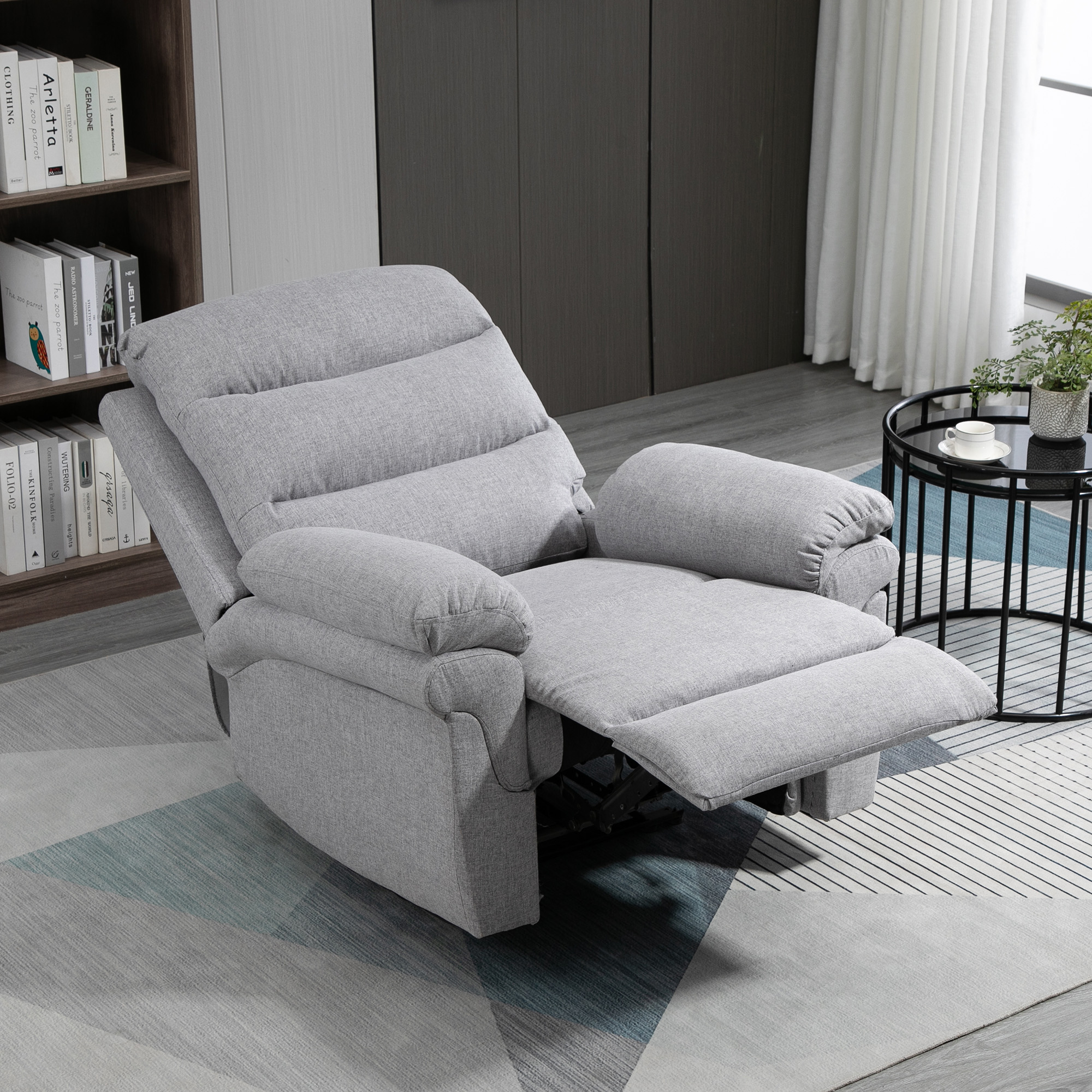 HOMCOM relaxfauteuil met ligfunctie 91 cm x 92 cm x 102 cm