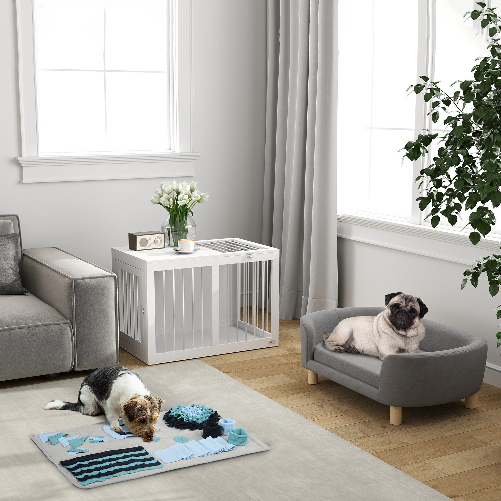 Hondenbank hondensofa katten honden berkenhout modern lichtgroen