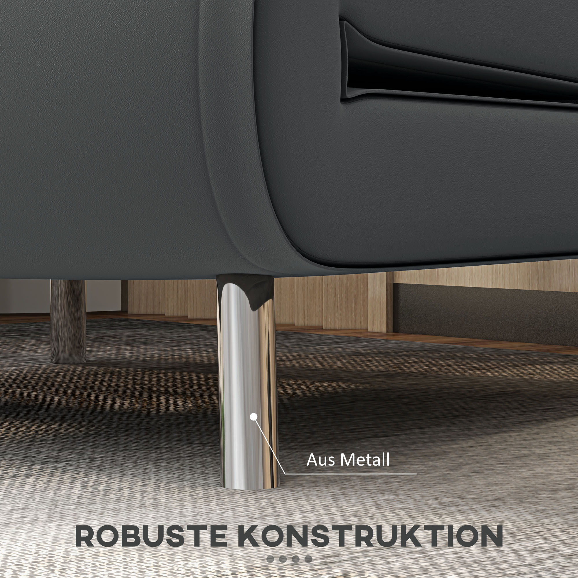 HOMCOM Ligstoel Stoel met Ligfunctie Slaapstoel, Knoopdetail, Linnenlook, 77 cm x 88 cm x 83 cm, Donkergrijs