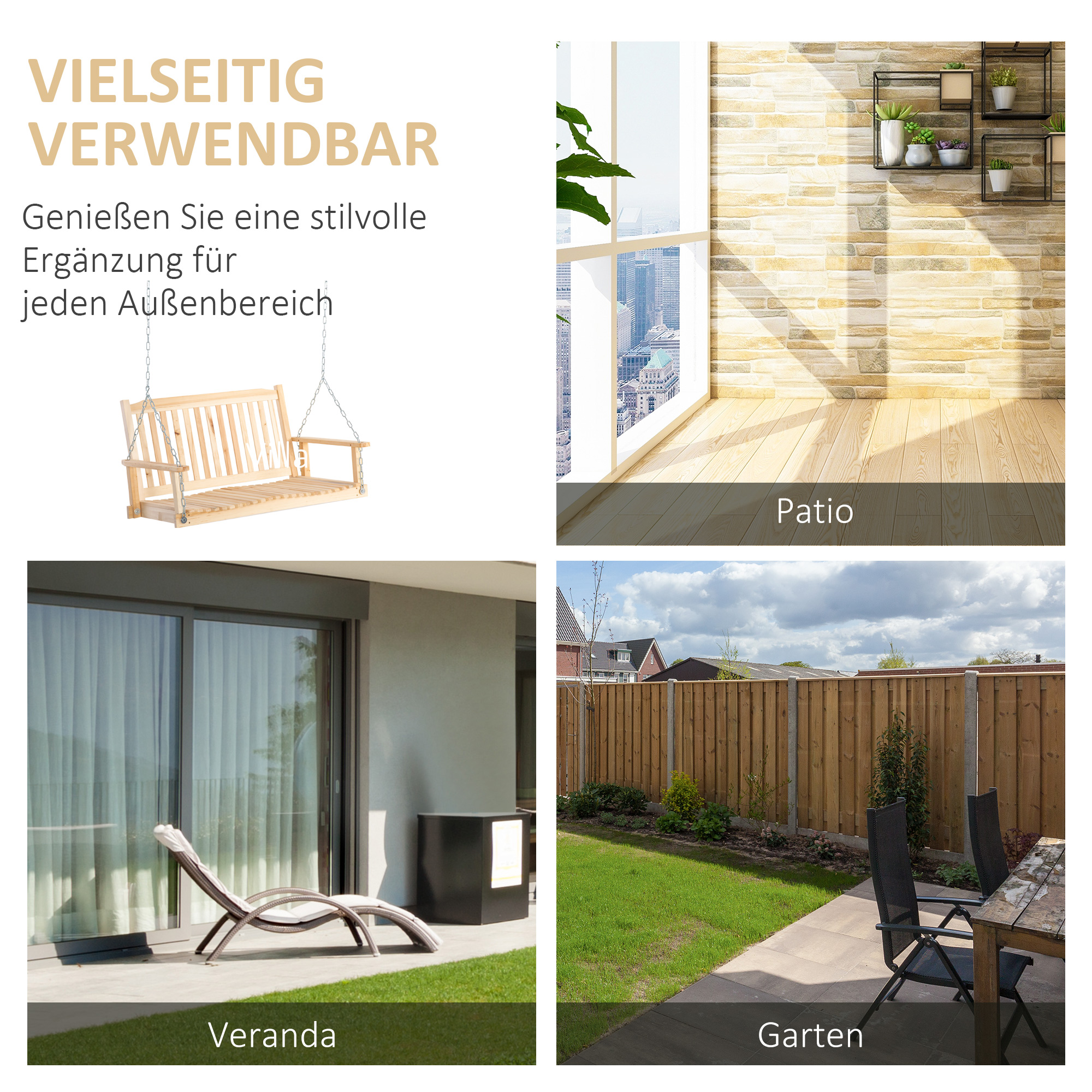 Outsunny tuinschommel voor 2 personen 117 cm 69 cm x 60 cm