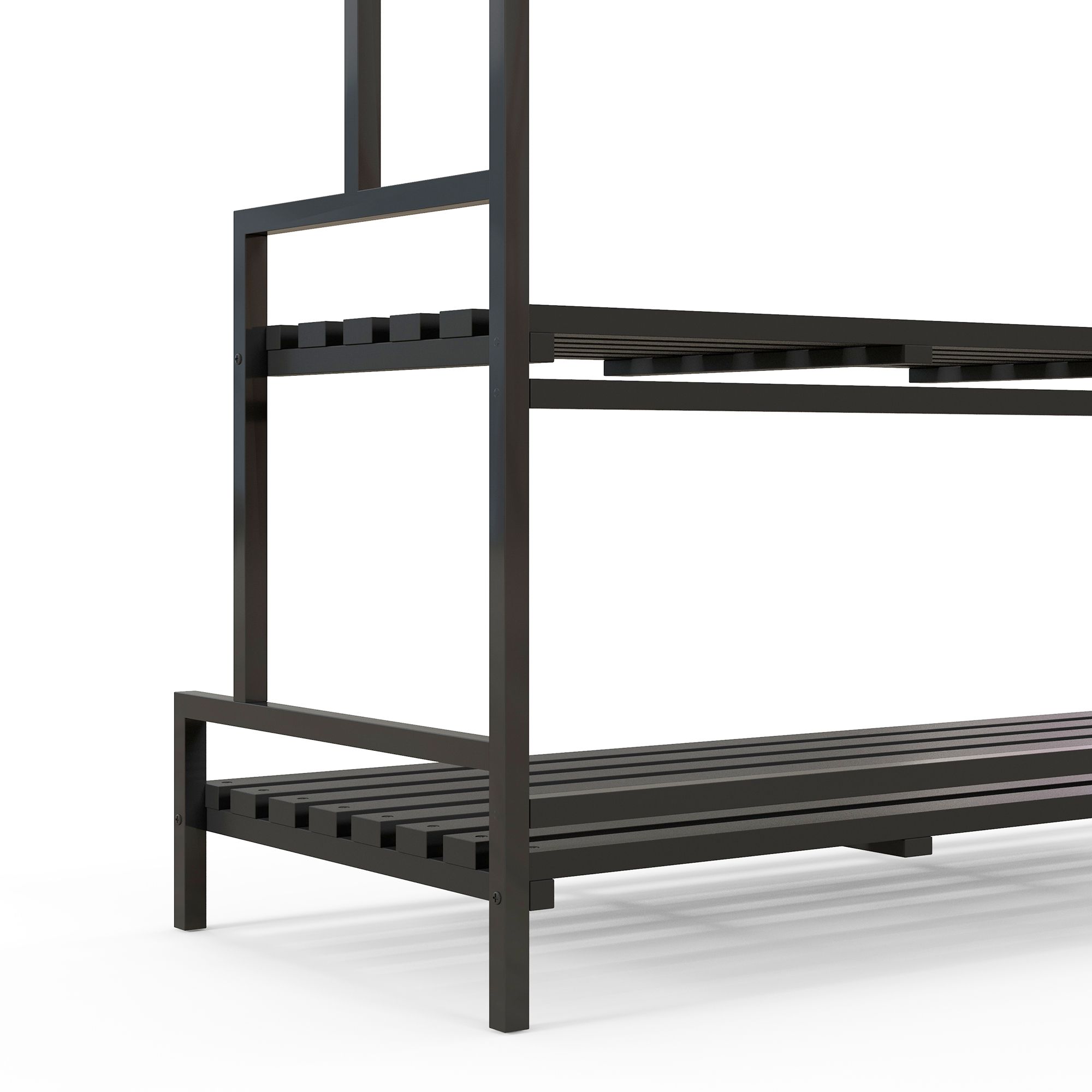 Outsunny Bloemenstandaard, 3 niveaus, 6 haken, voor binnen en buiten, metalen frame, 170H x 110L x 50B cm, zwart