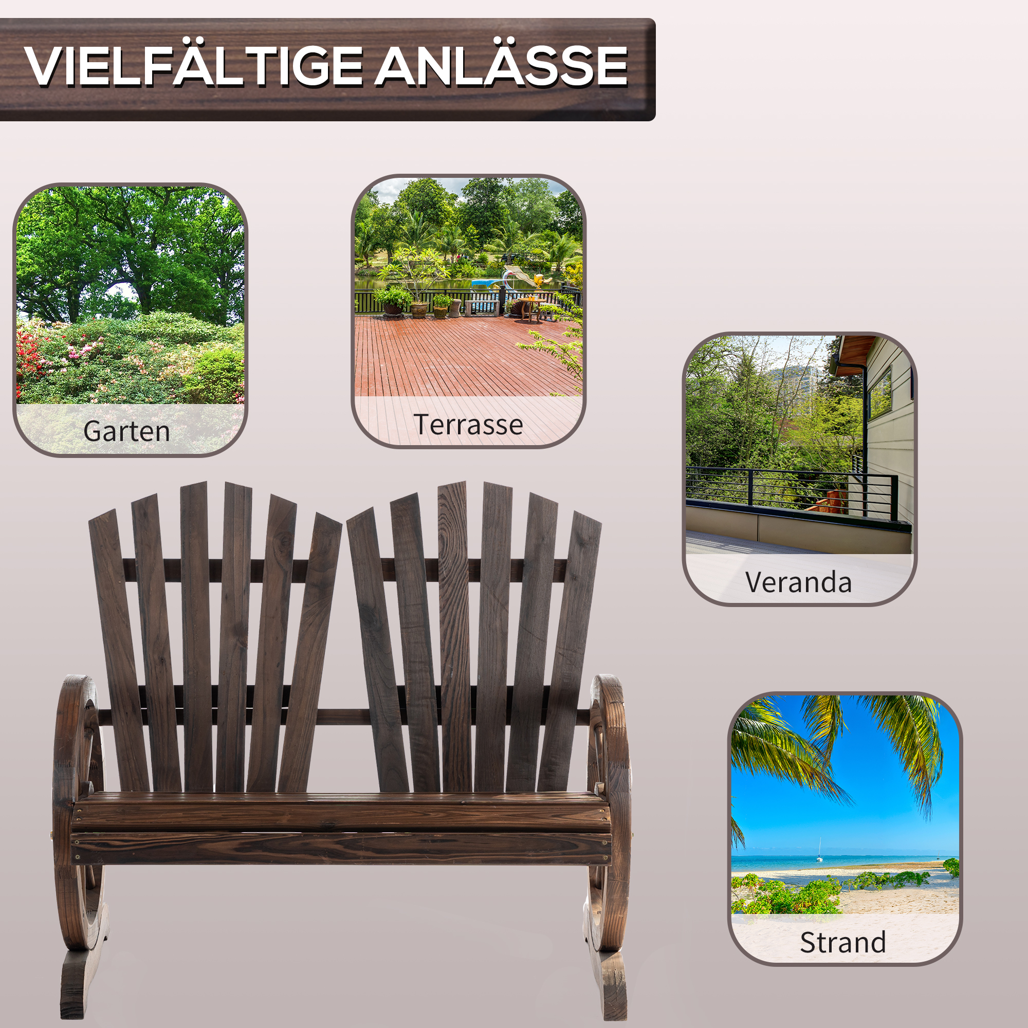 Tuinbank met armleuningen zitbank tuinmeubelen massief hout donkerbruin