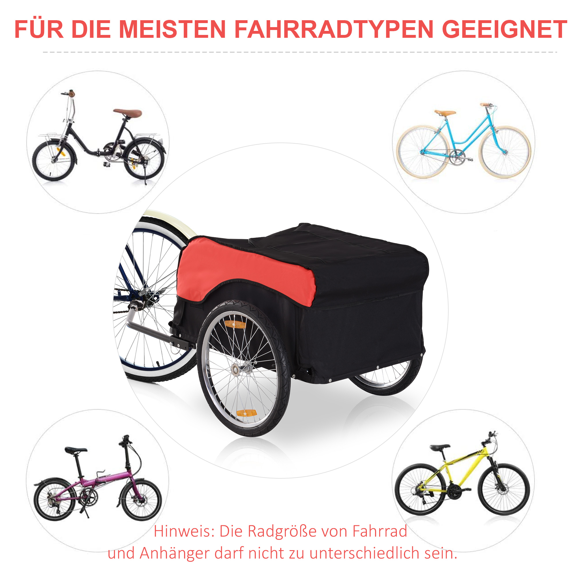 HOMCOM fietsaanhanger rood-zwart