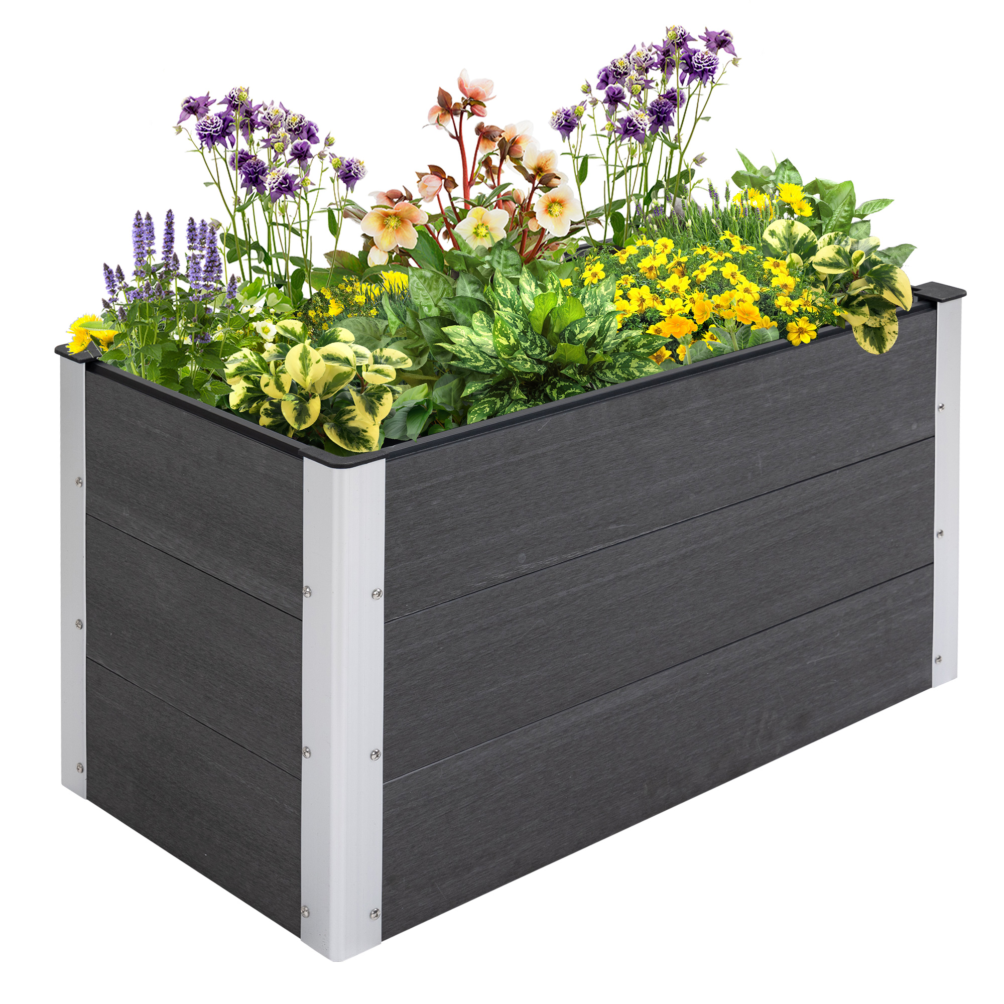 Outsunny plantenbak bloemenkuip terras balkon weerbestendig grijs zonder bodem buiten