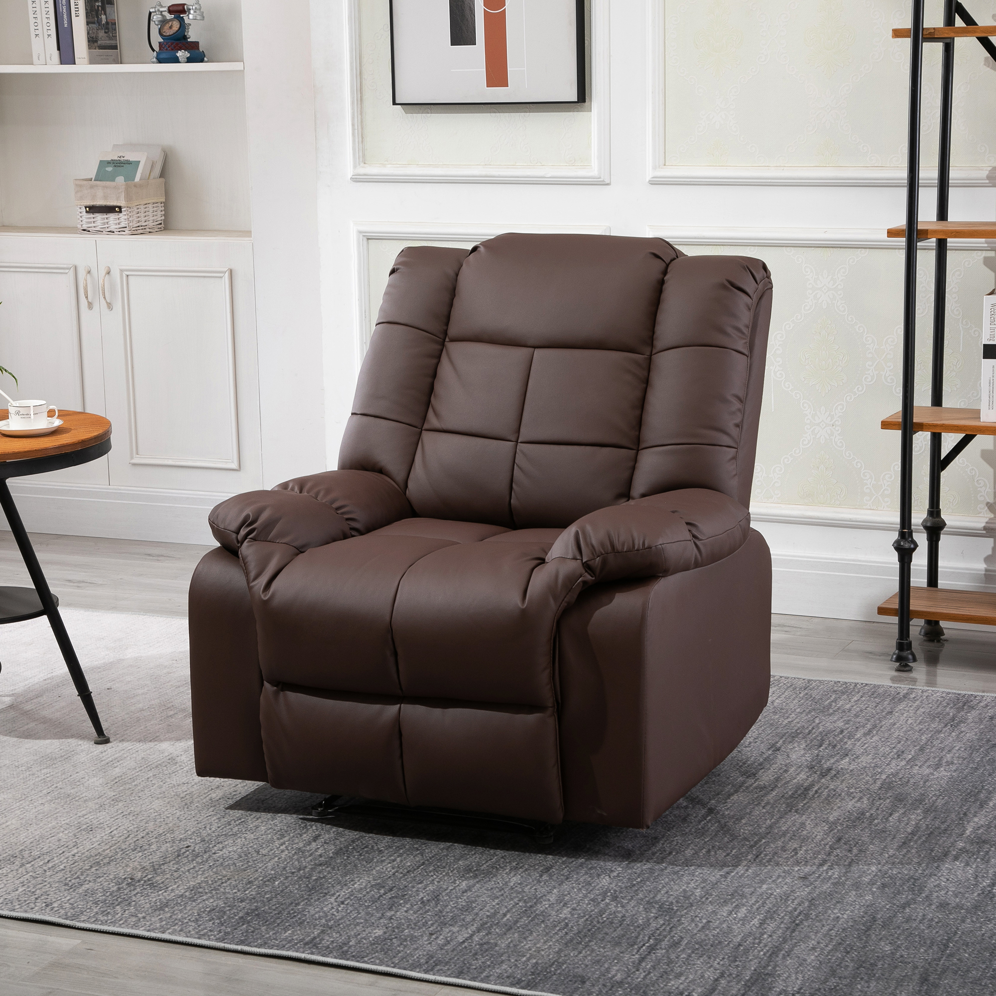 HOMCOM massagestoel tv-stoel relaxstoel met massagefunctie kunstleer hout metaal schuimstof bruin 94 x 99 x 99 cm