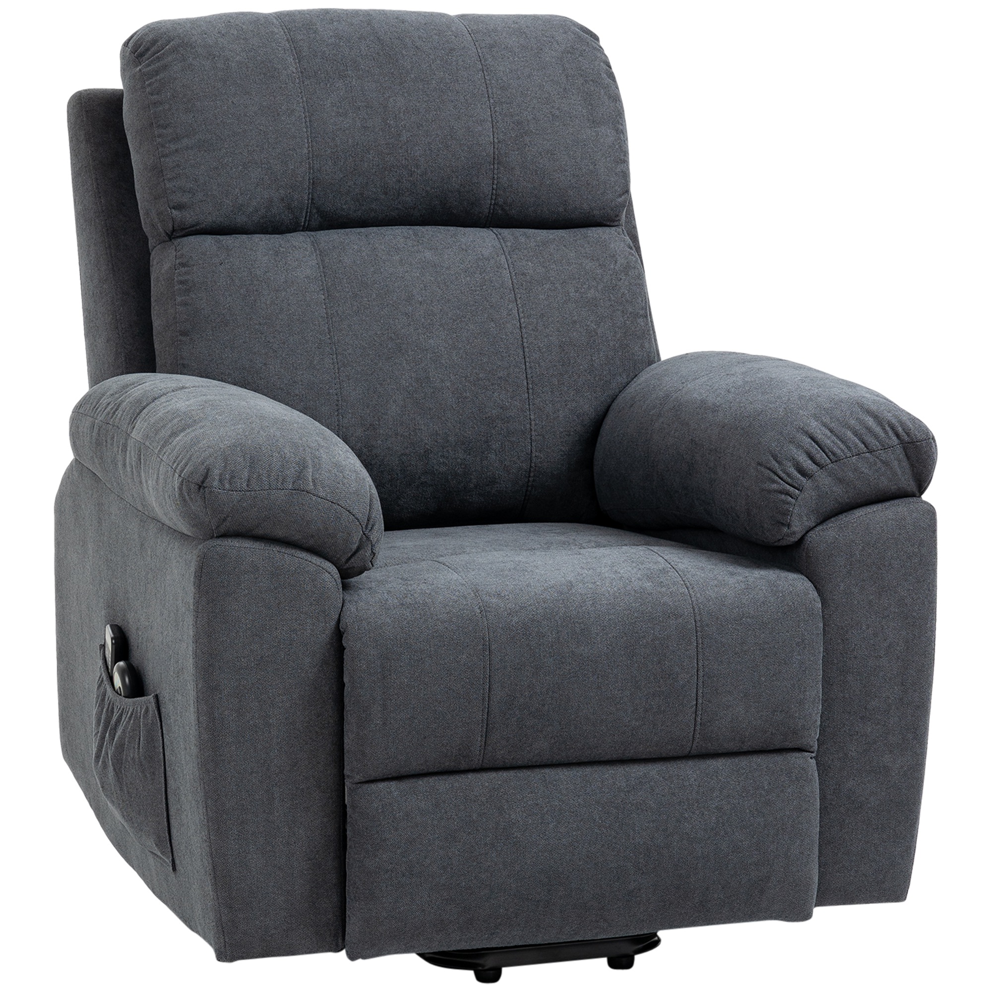 HOMCOM Massagestoel met opstaan hulp, 8 vibratiemotoren, inclusief afstandsbediening, donkergrijs