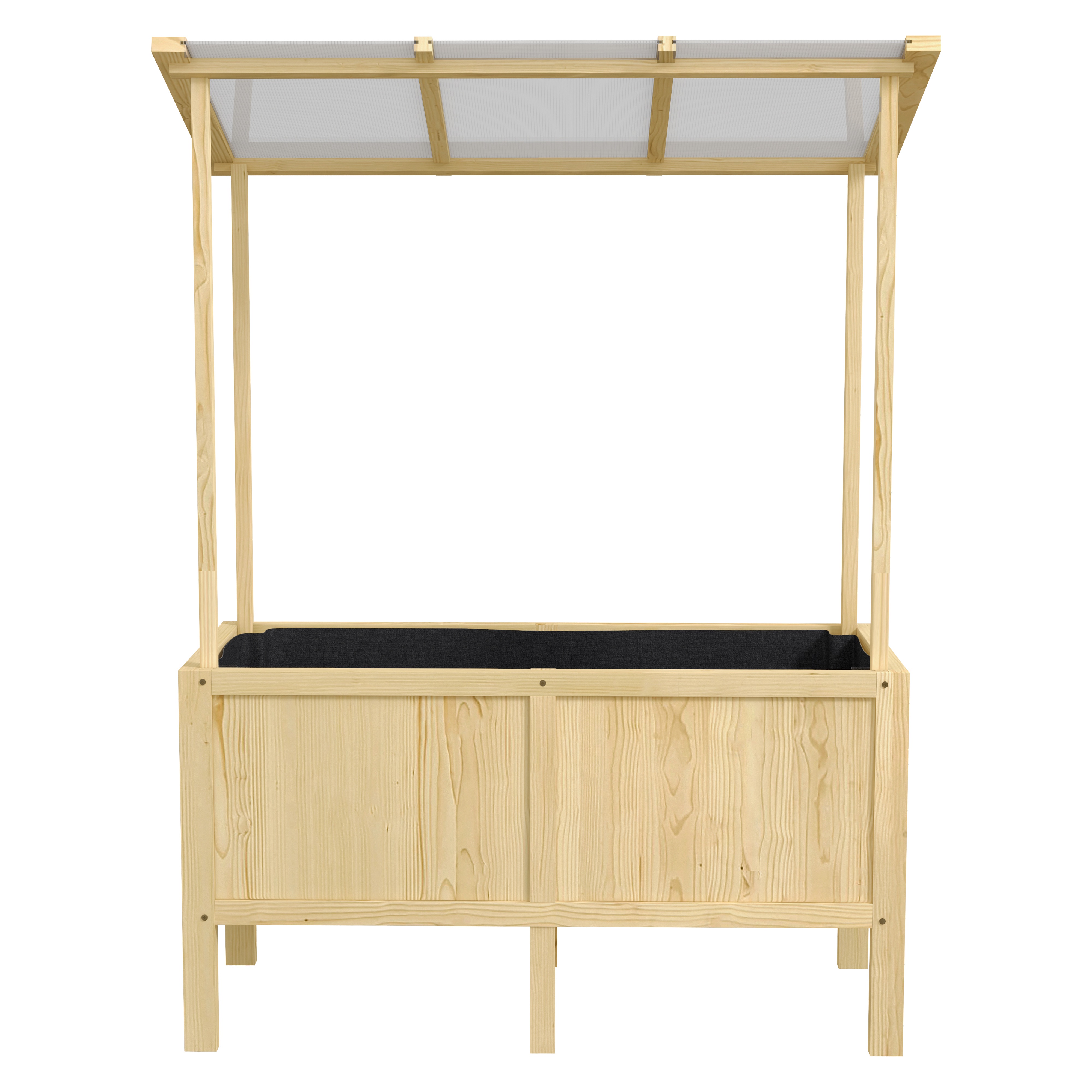 Outsunny Houten verhoogde plantenbak met dak, afwateringsgaten, voering van vliesdoek, weerbestendig, sparrenhout, 110x60x152 cm