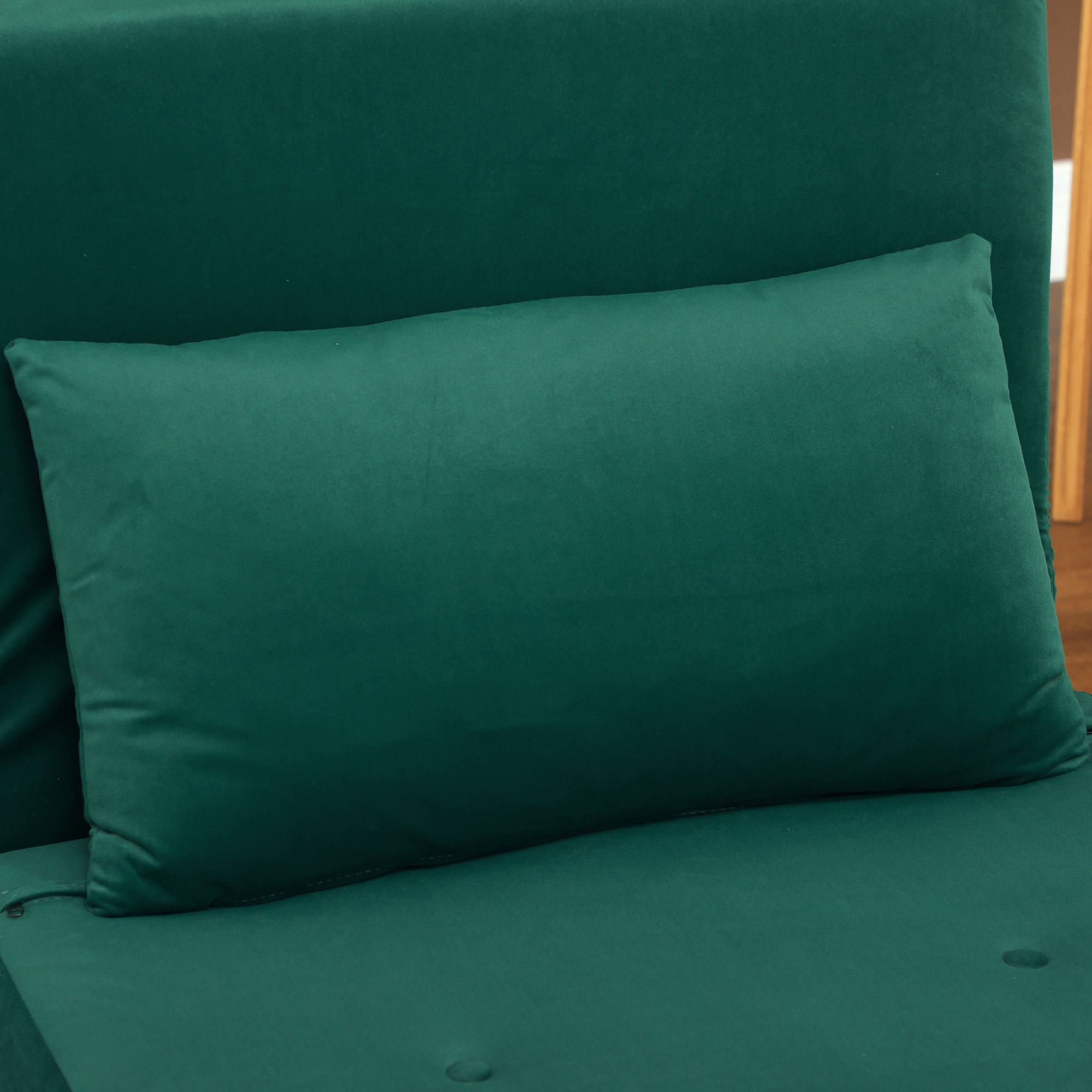 HOMCOM Opklapbare Stoel met Bedfunctie, Opvouwbare Relaxstoel in Fluweel Look, Verstelbare Rugleuning, tot 120 kg Belastbaar, Donkergroen