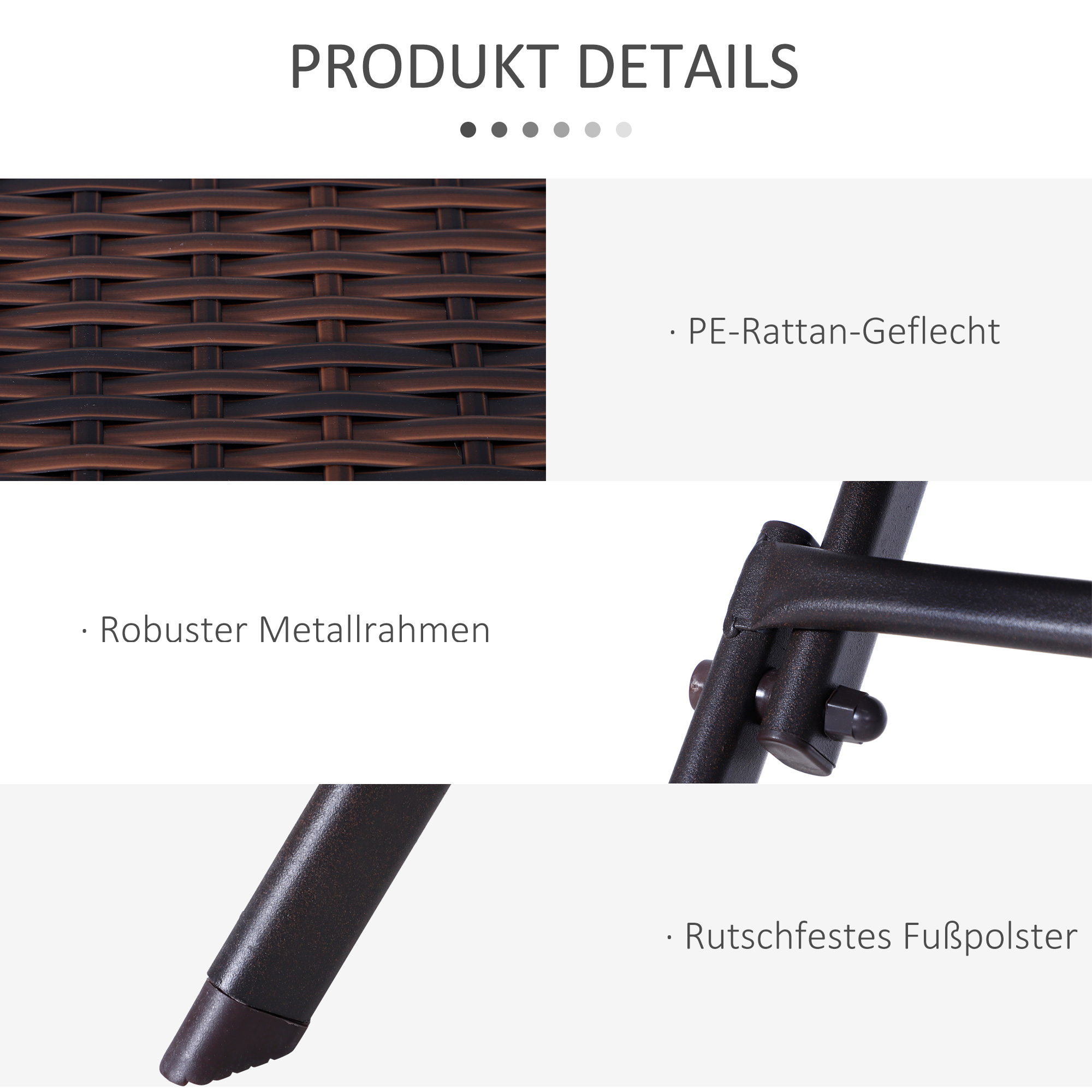Outsunny 3-delig poly-rotan Bistro zitgroep tafel-stoel set tuinset tuinmeubels