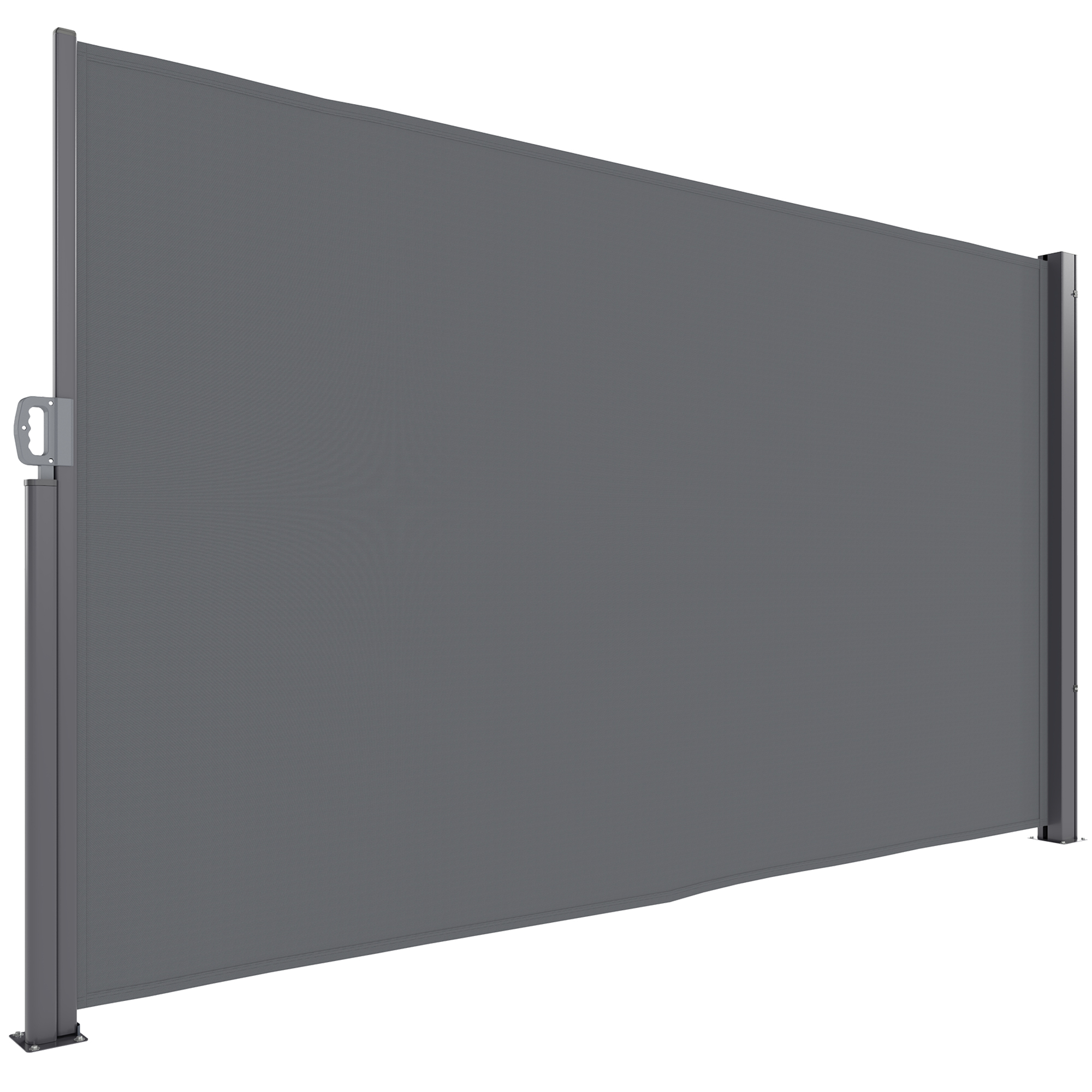 Outsunny Uittrekbare Zijluifel Privacyscherm met Muurbevestiging, UV-& waterbestendig 300x180cm in Donkergrijs