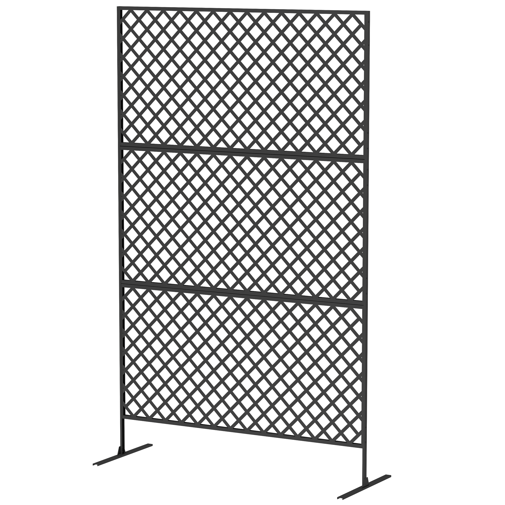 Outsunny Buitenruimteverdeler, Metalen Schermmuur voor Terras, Veranda, Tuin, Vrijstaand Klimrek, Staal, Zwart