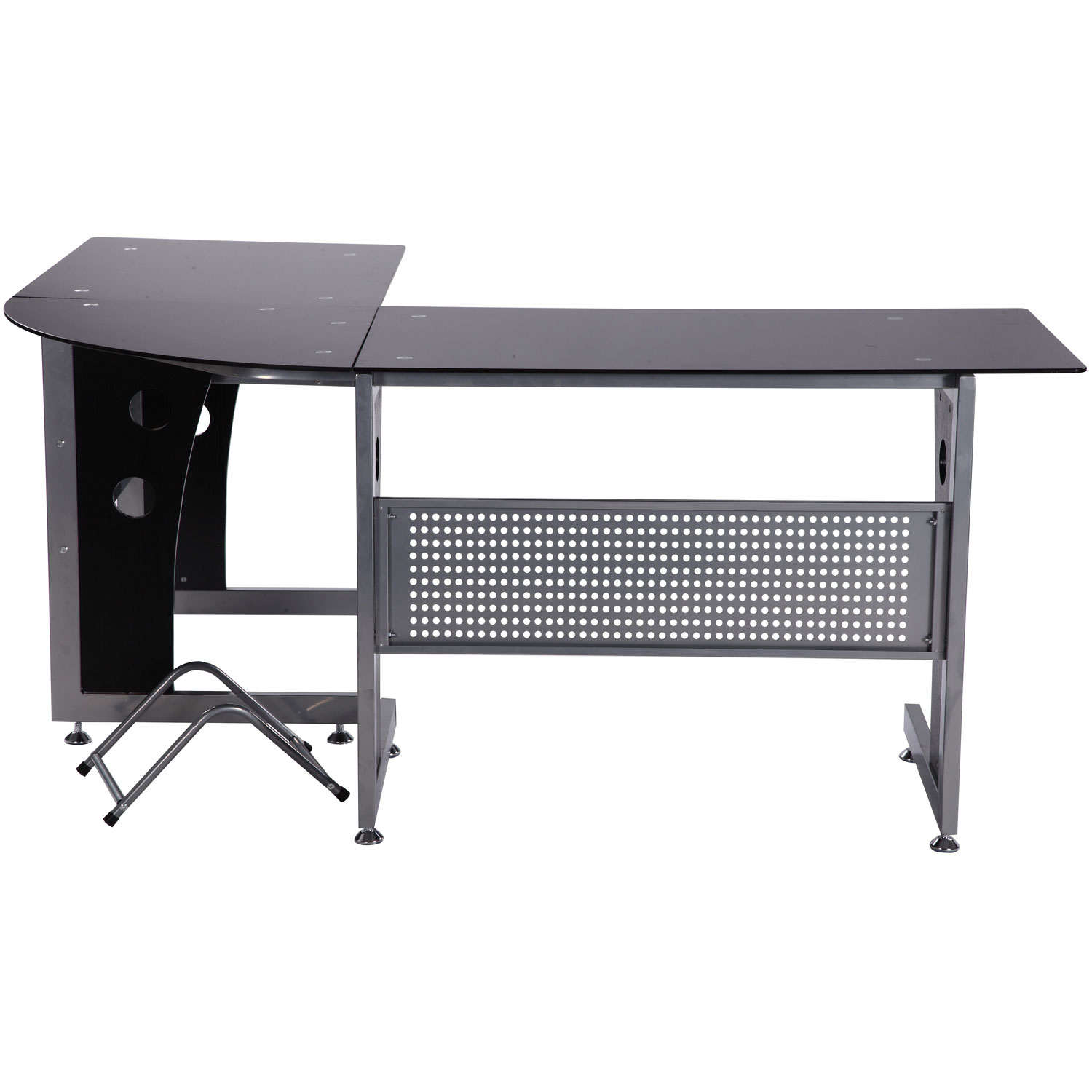 HOMCOM Computertafel hoekschrijftafel PC-tafel kantoortafel met veiligheidsglas