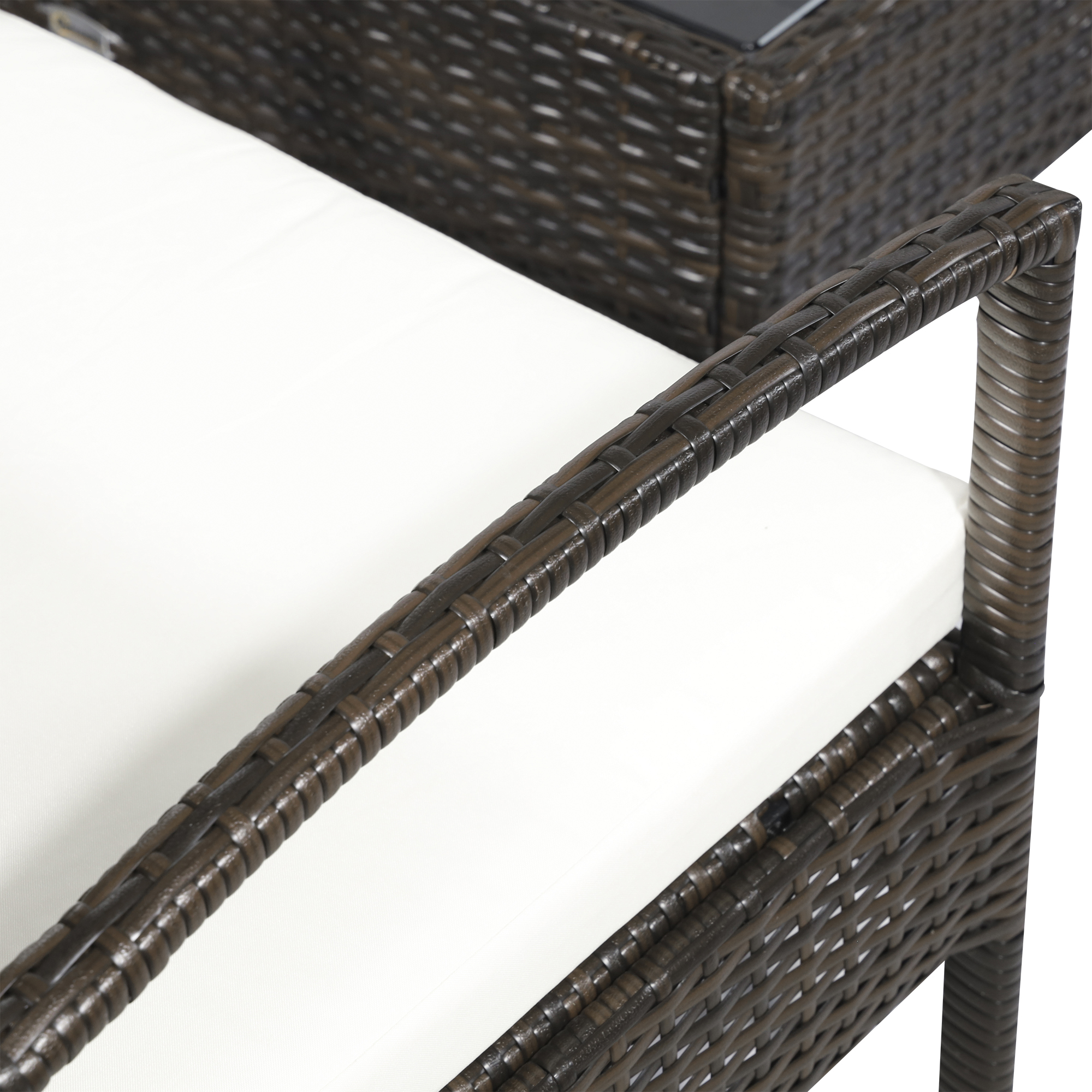Outsunny poly rotan tuinmeubelset 4 delig bruin+crème wit