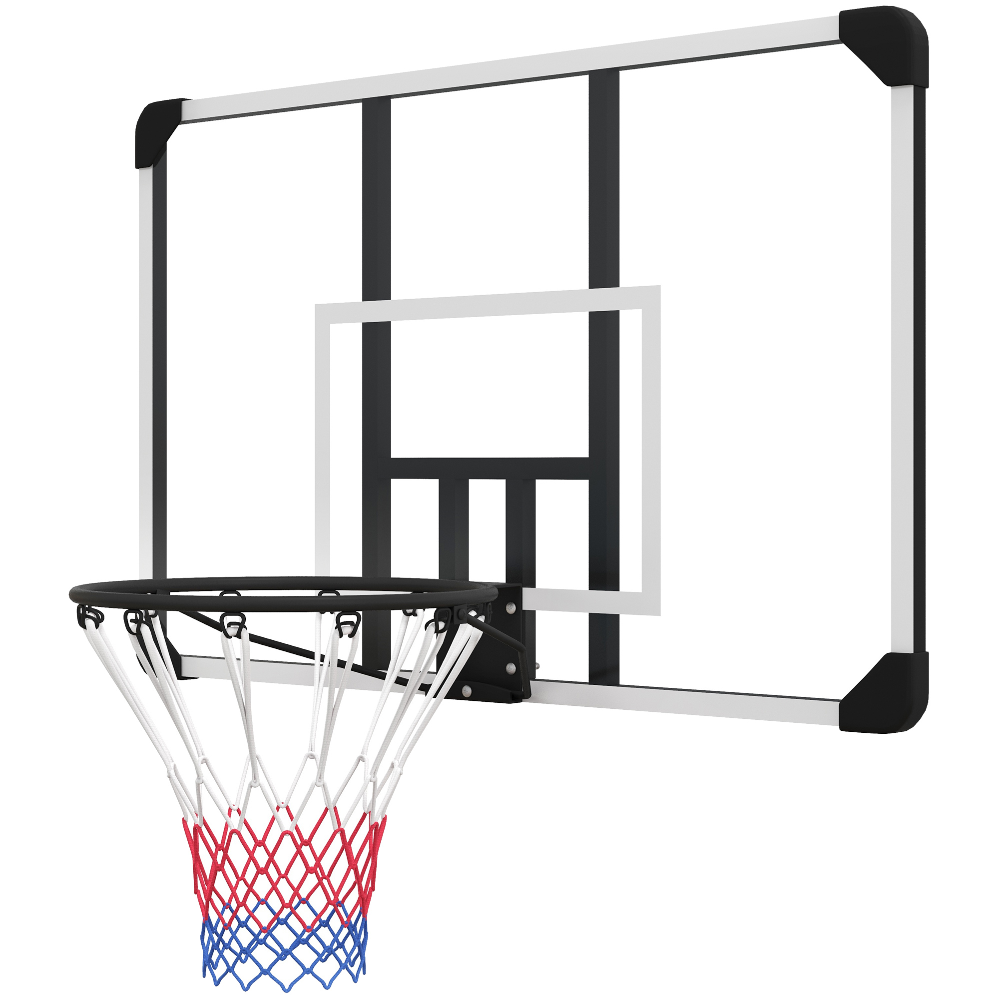 SPORTNOW Basketbalring, Onbreekbare Achterwand, In Hoogte Verstelbaar, Indoor & Outdoor, Stalen Frame, Zwart