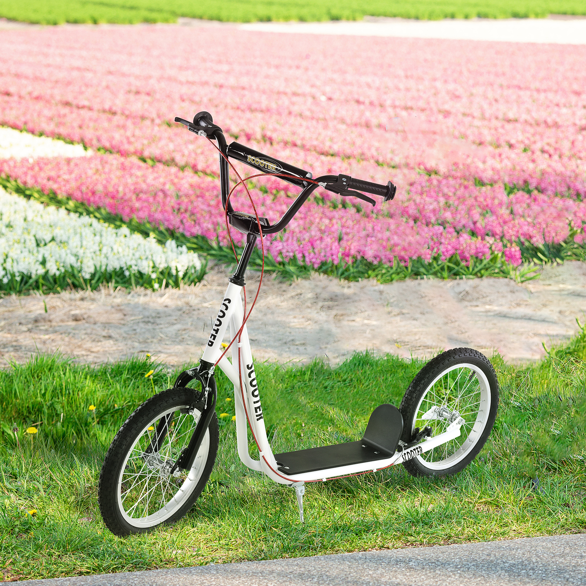 HOMCOM step scooter stadsscooter kinderen luchtband verstelbare step aluminium wit