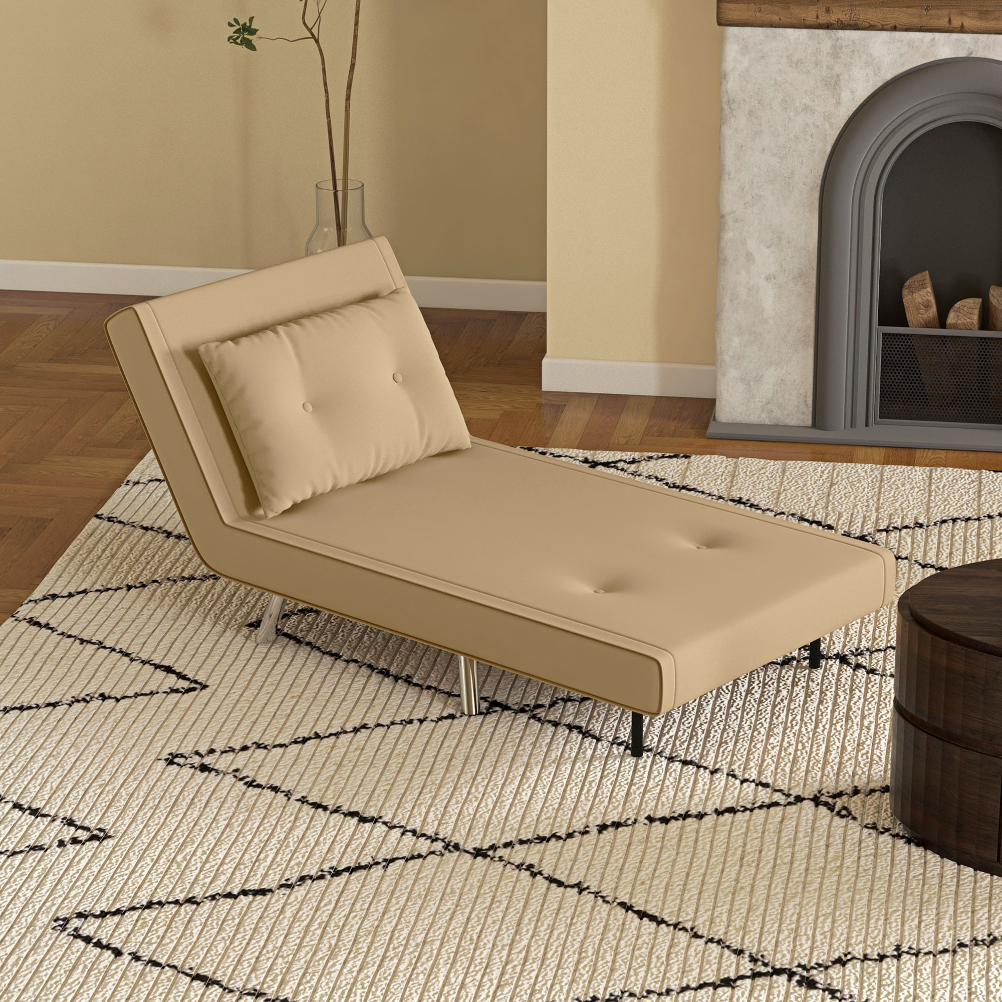 HOMCOM Ligstoel Stoel met Ligfunctie Slaapstoel, Knoopsgatensteek, Linnenlook, 77 cm x 88 cm x 83 cm, Bruin