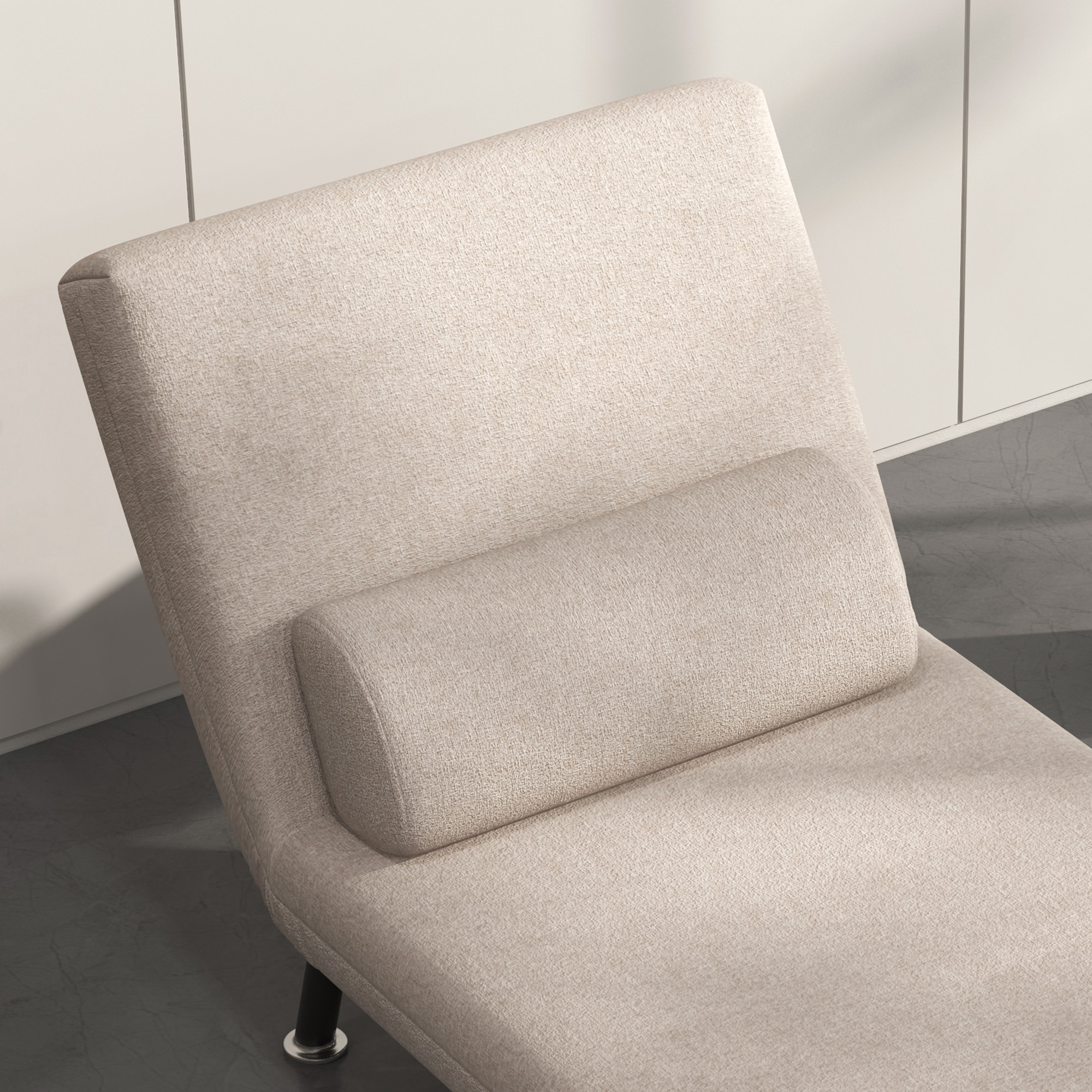 HOMCOM Opklapbare Stoel met Slaapfunctie, Opvouwbare Relaxstoel in Linnenlook, Verstelbare Rugleuning, 75 x 70 x 75 cm, Beige