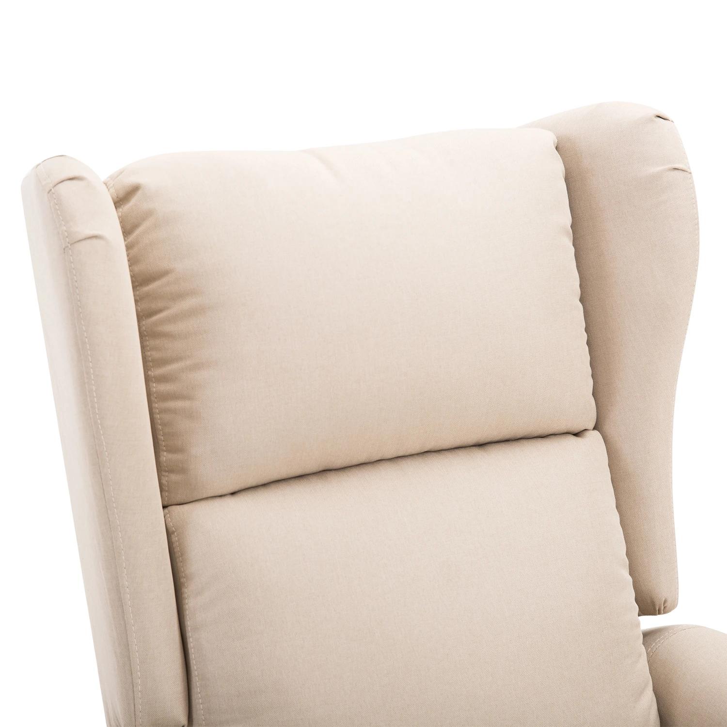 HOMCOM® relaxstoel tv-stoel met elektrische opstahulp linnen hout schuimstof crème 72,5 x 94 x 109 cm | Aosom.nl