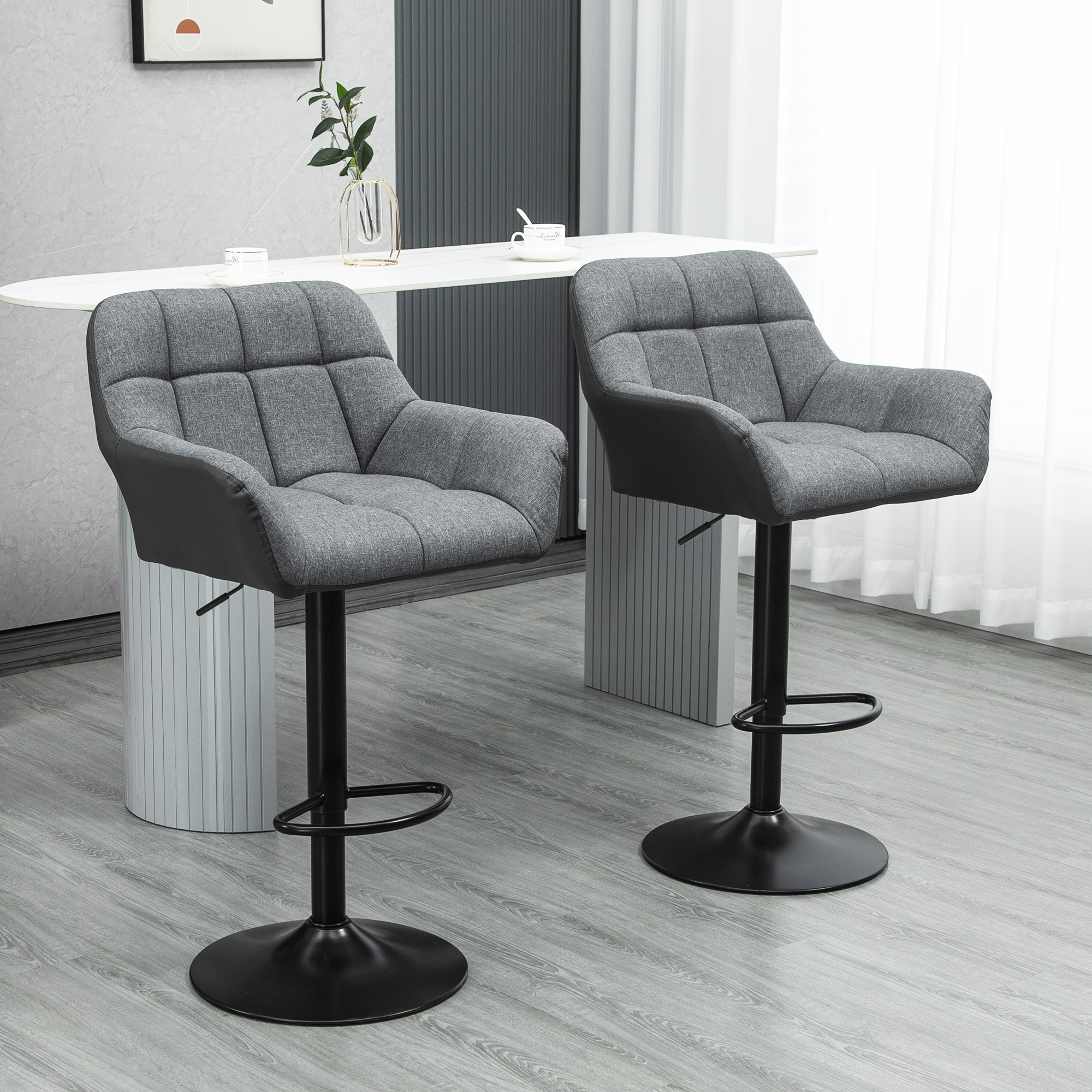 HOMCOM barkrukken, set van 2, tegenkrukken, in hoogte verstelbaar, draaibaar, in retro-design