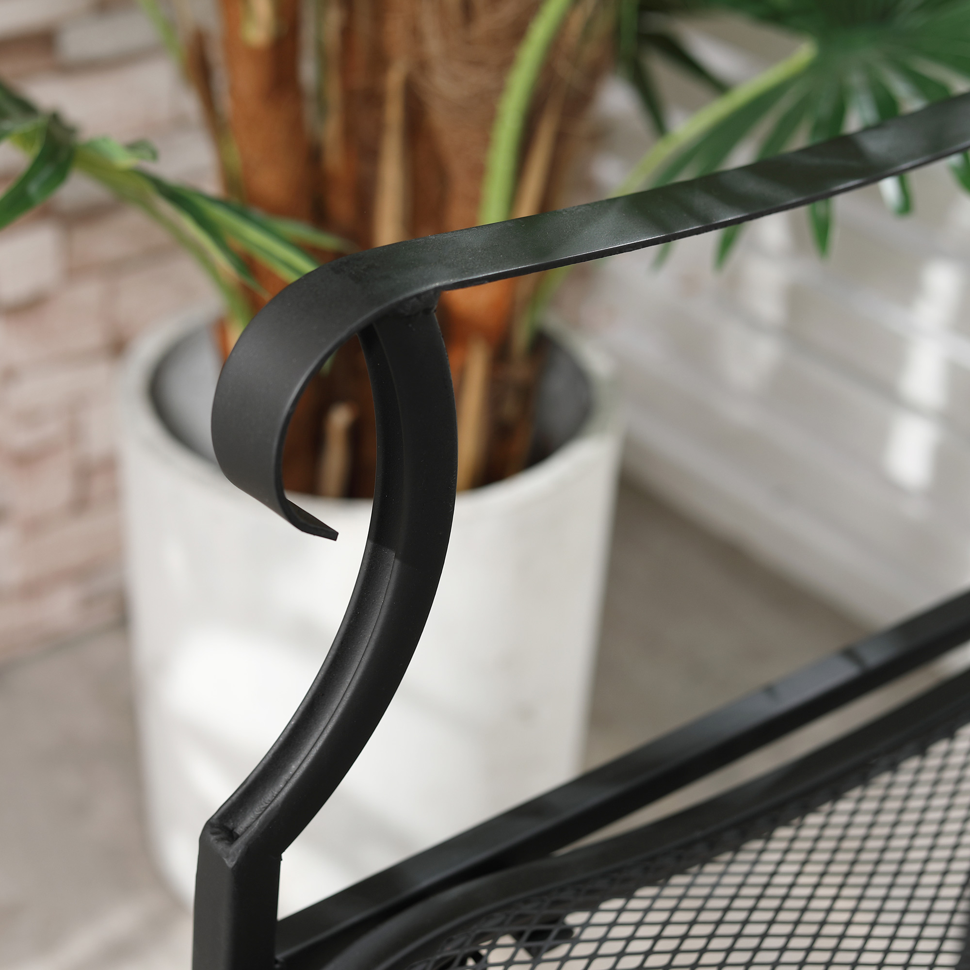 Outsunny Nostalgische Metalen Tuinbank, 2-zits, Weerbestendig, Zwart, 113 cm x 58 cm x 98 cm