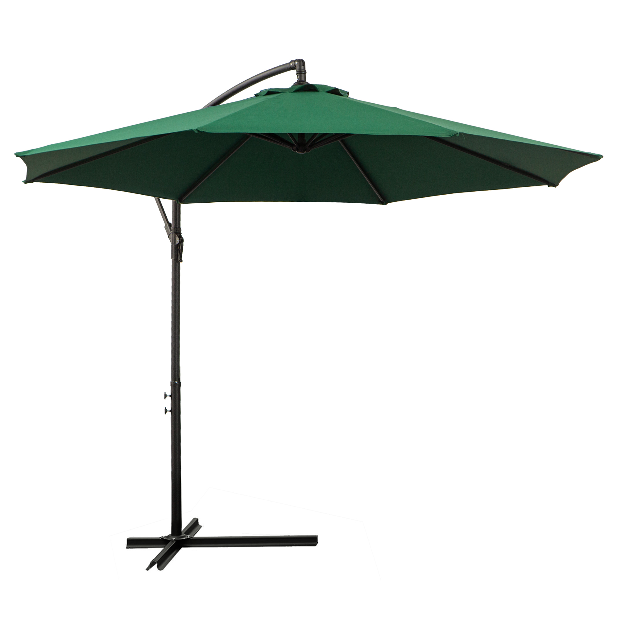 Outsunny Parasol met Handzwengel Weerbestendig 3 m x 3 m x 2,5 m XXL Groen