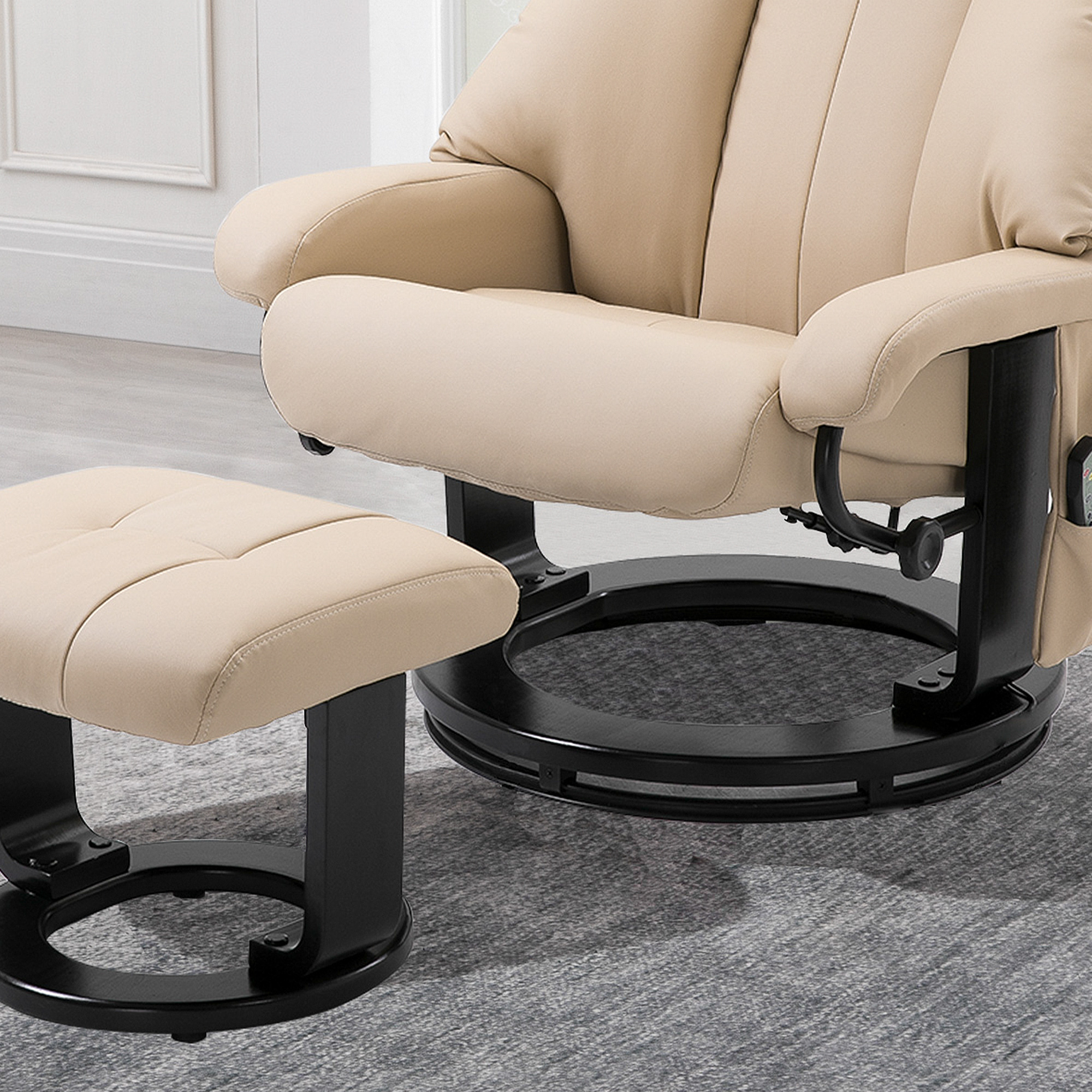 HOMCOM massagefauteuil TV fauteuil fFauteuil met massagekruk met timerfunctie beige 76 x 80 x 102 cm